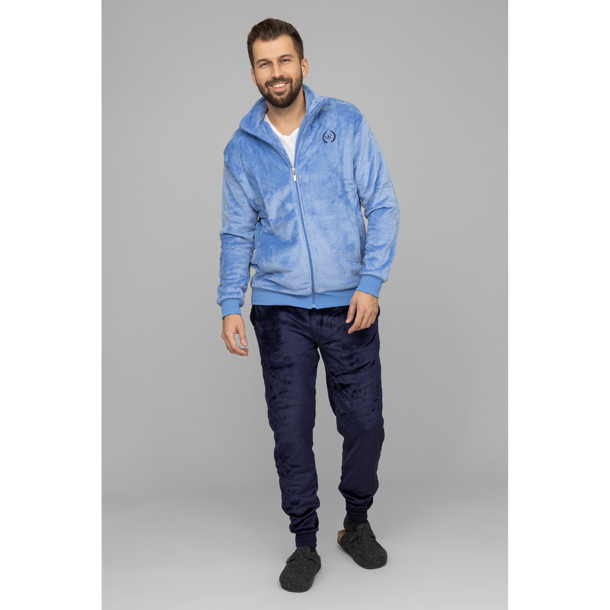 MONT CHALET Herren-Hausanzug uni Mikrofaser Chinchilla 2tlg.