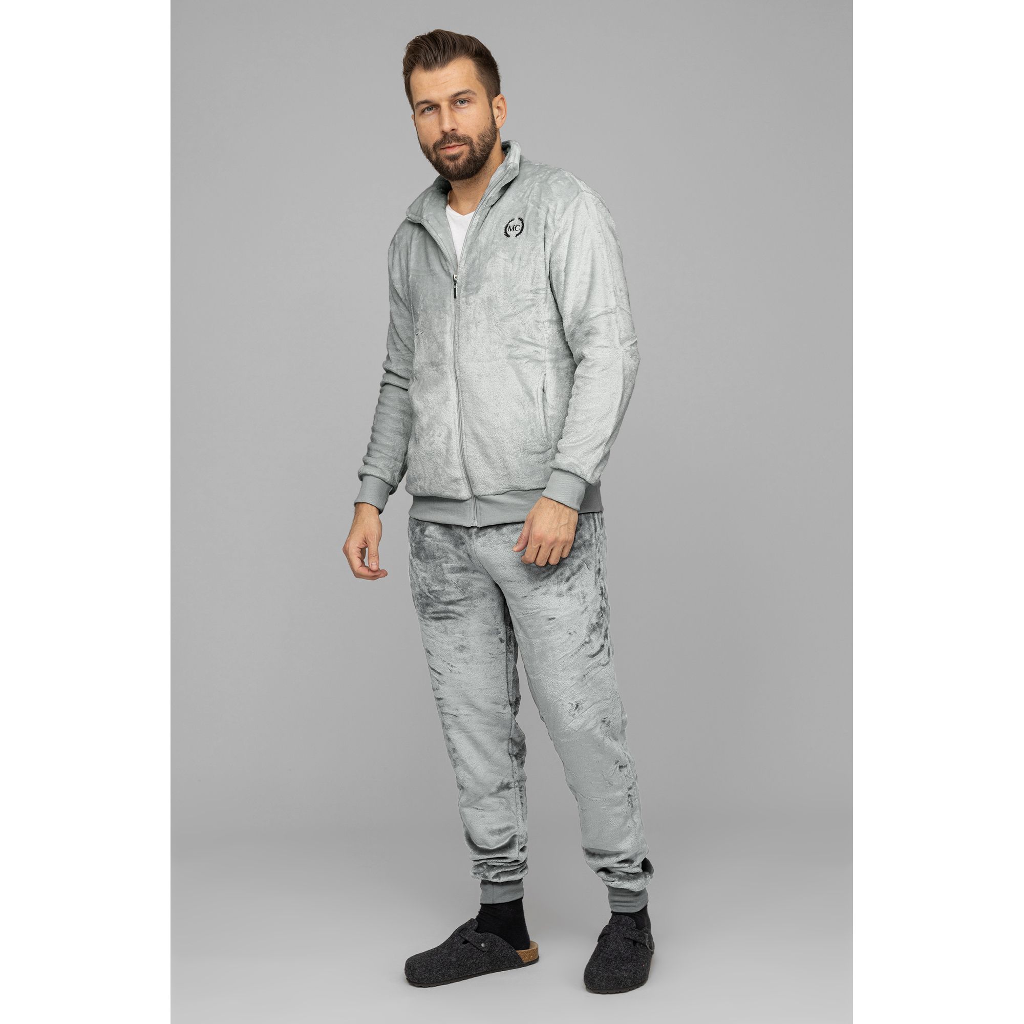 MONT CHALET Herren-Hausanzug uni Mikrofaser Chinchilla 2tlg.