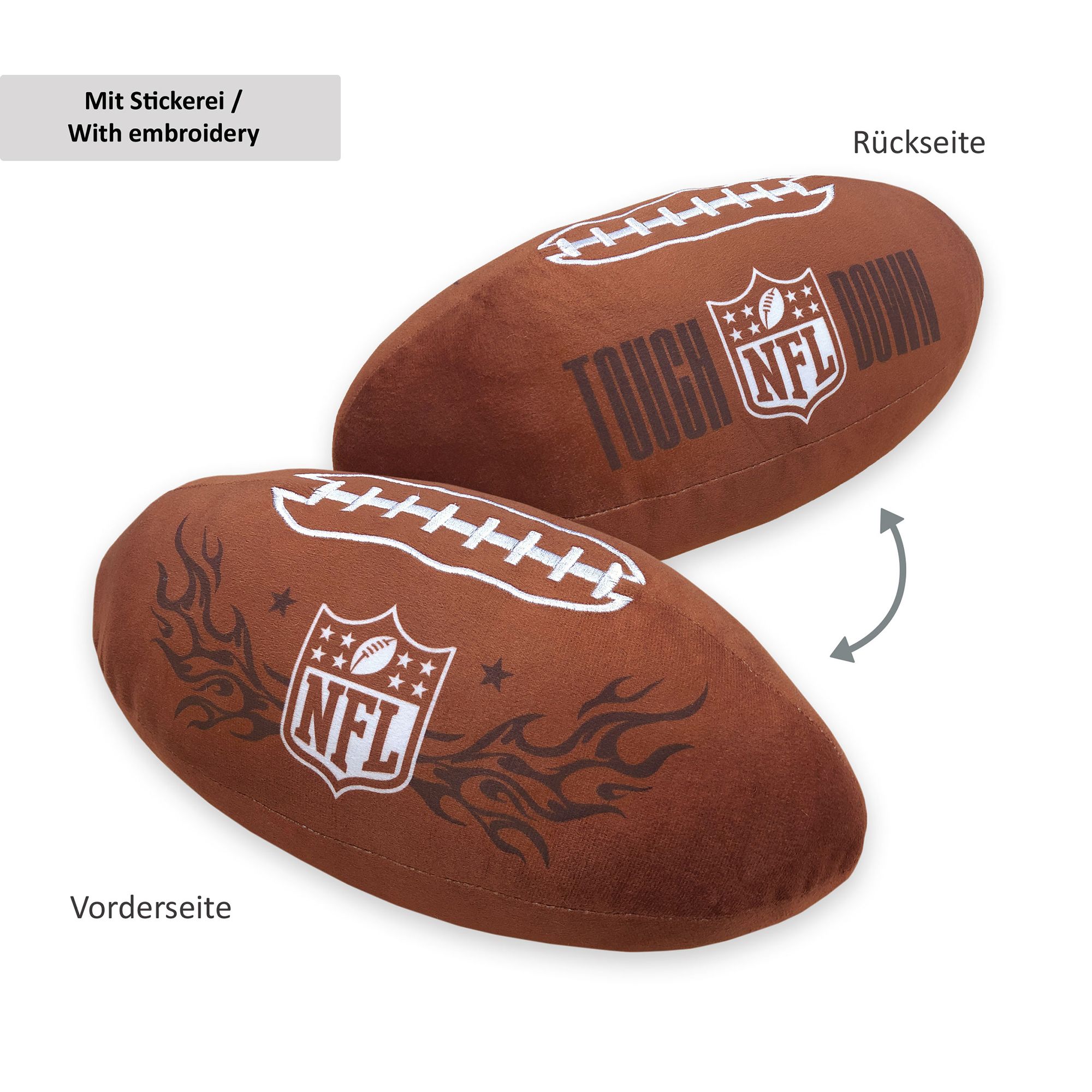 NFL Deko-Konturenkissen NFL-Football waschbar Ø ca. 16,5cm x 36cm