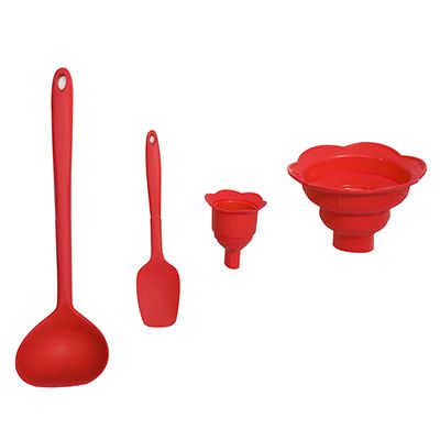 KOCHBLUME® 2 Trichter Schöpfkelle L & Junior-Schaber Silikon, 4tlg.