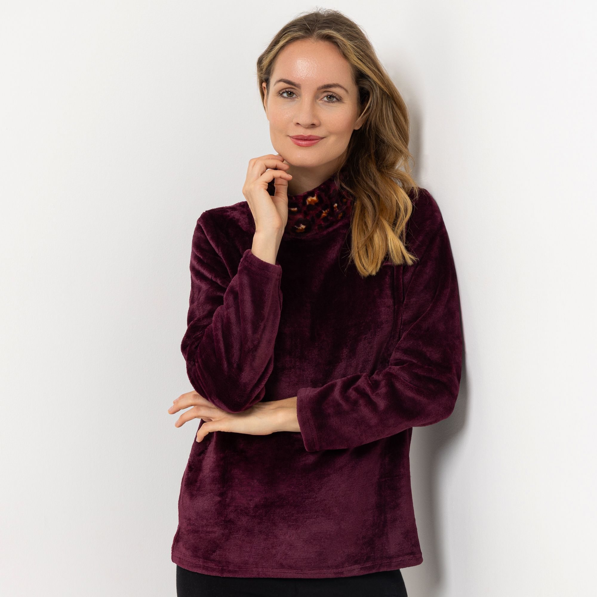 MONT CHALET Damen-Pullover bedr. Stehkragen Mikrofaser Chinchilla