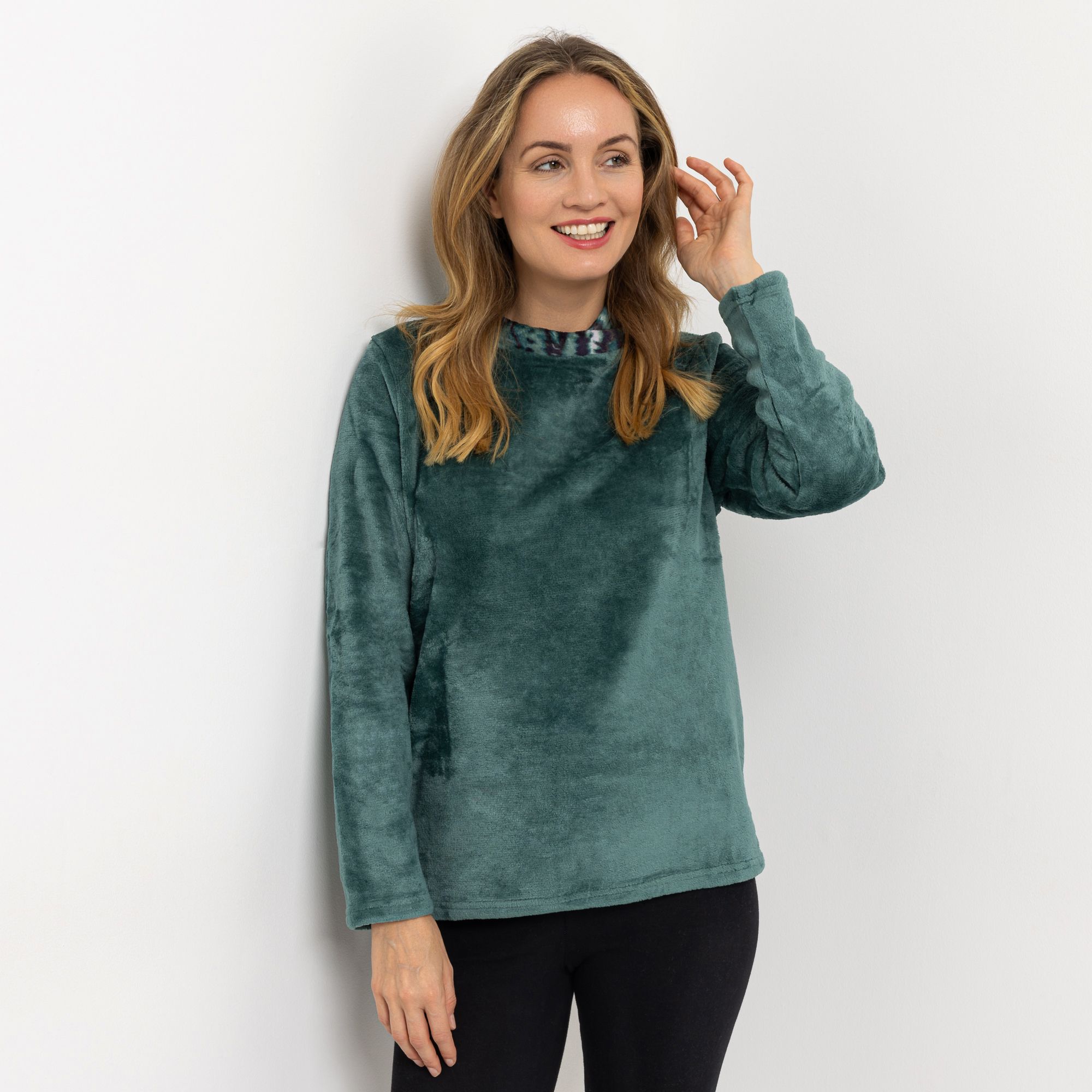 MONT CHALET Damen-Pullover bedr. Stehkragen Mikrofaser Chinchilla