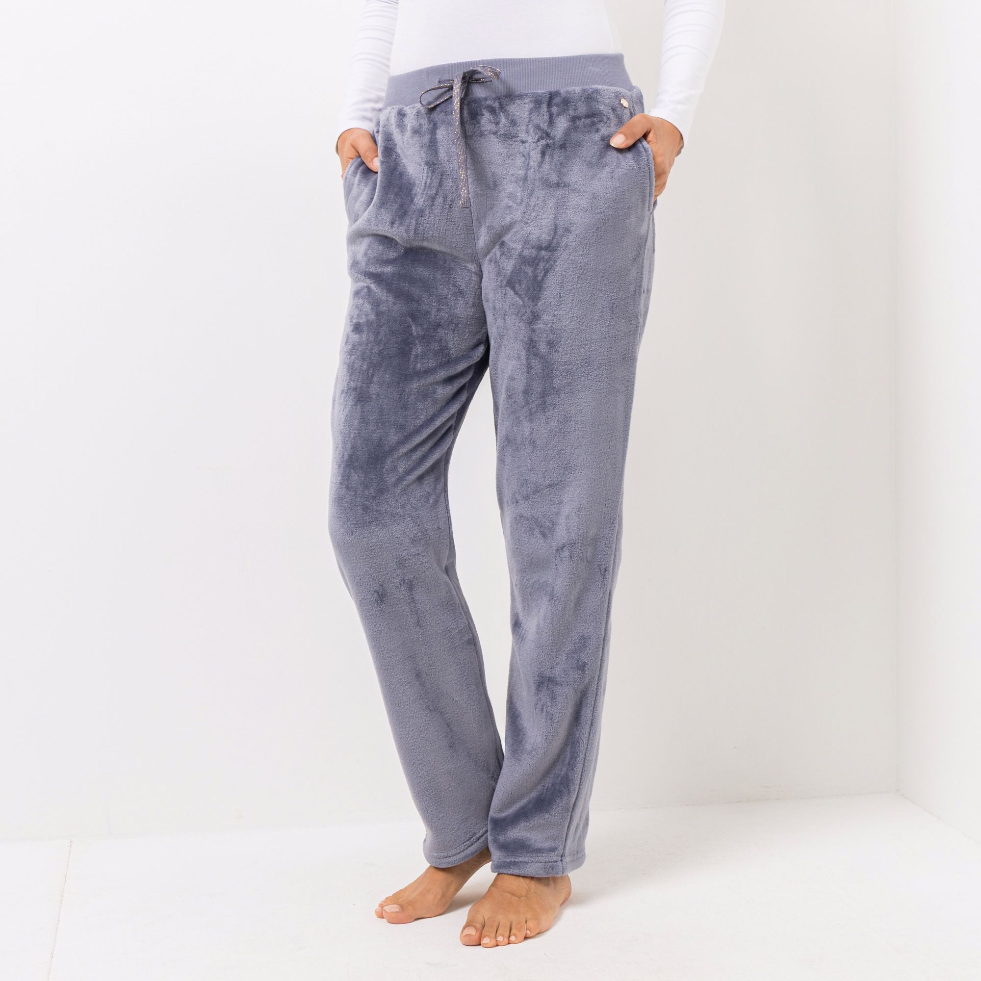 MONT CHALET Damen-Hose uni Mikrofaser Chinchilla Taschen