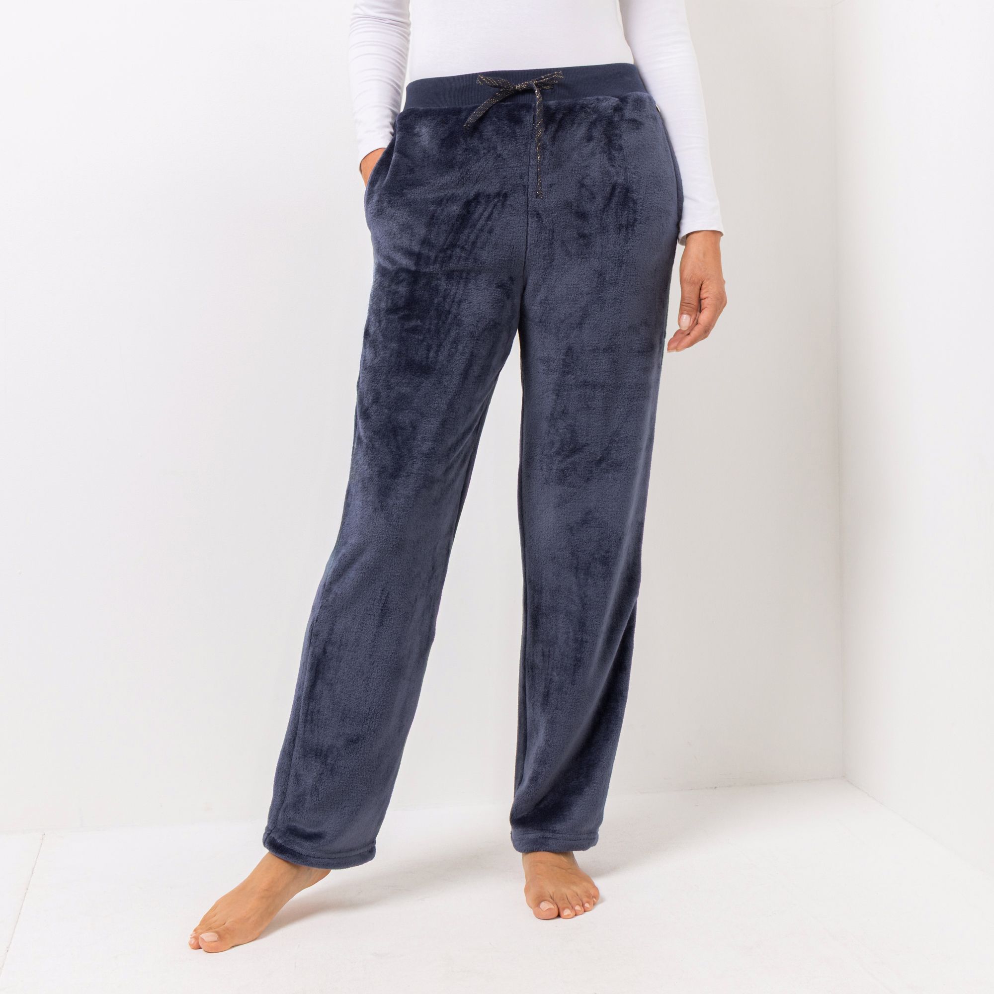 MONT CHALET Damen-Hose uni Mikrofaser Chinchilla Taschen