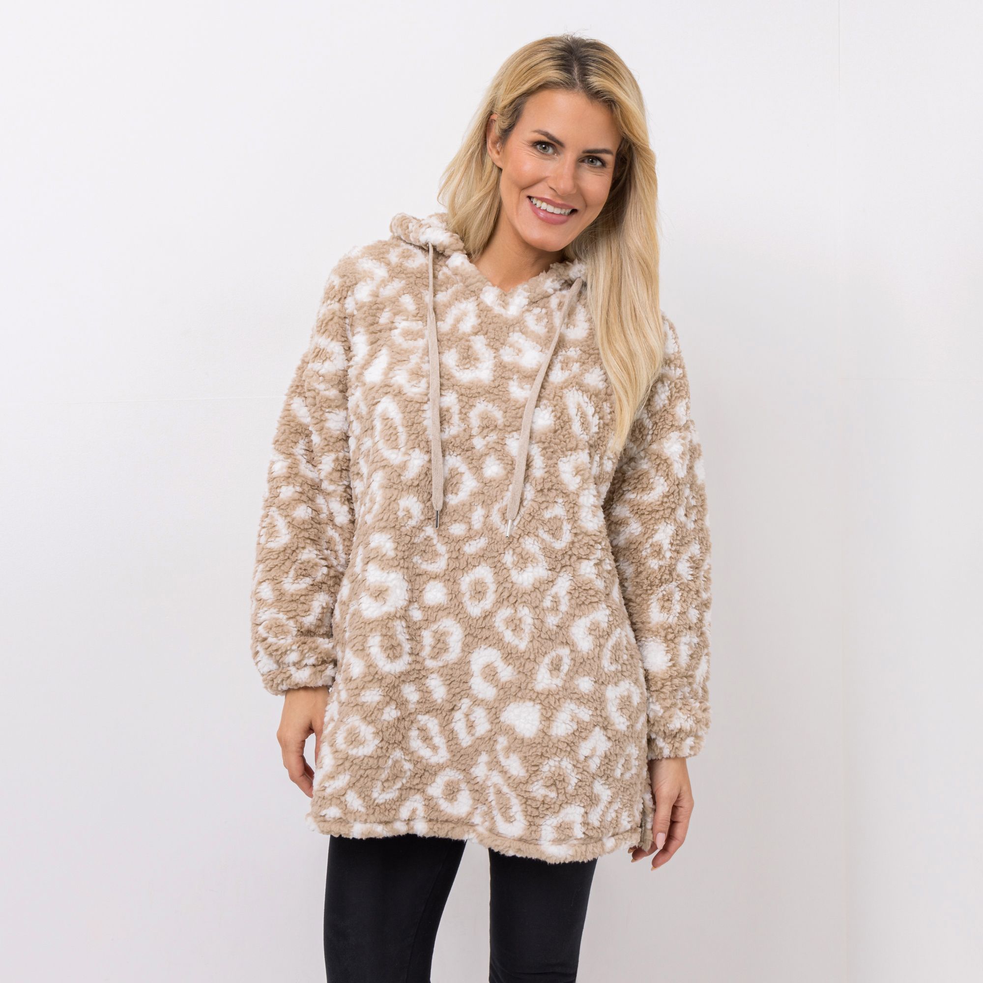 MONT CHALET Damen- Oversize-Pullover uni Schäfchenfellimitat