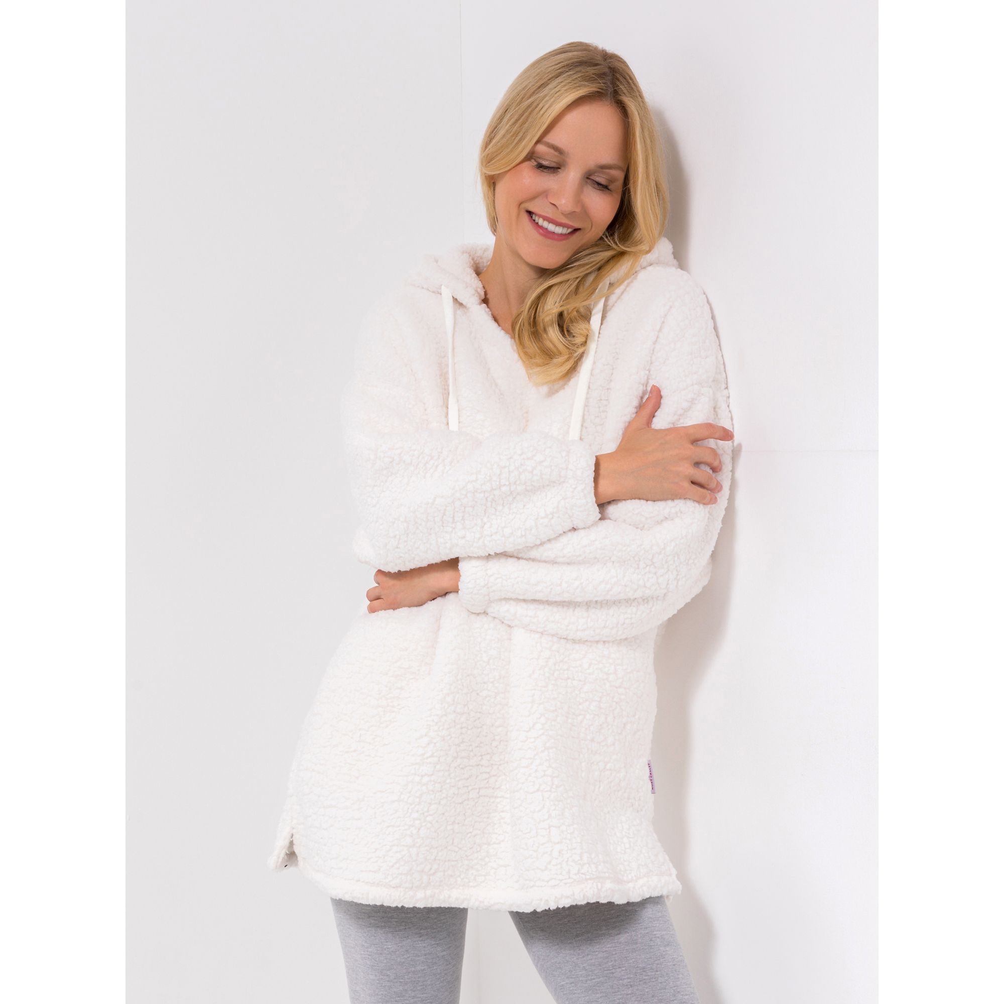 MONT CHALET Damen- Oversize-Pullover uni Schäfchenfellimitat