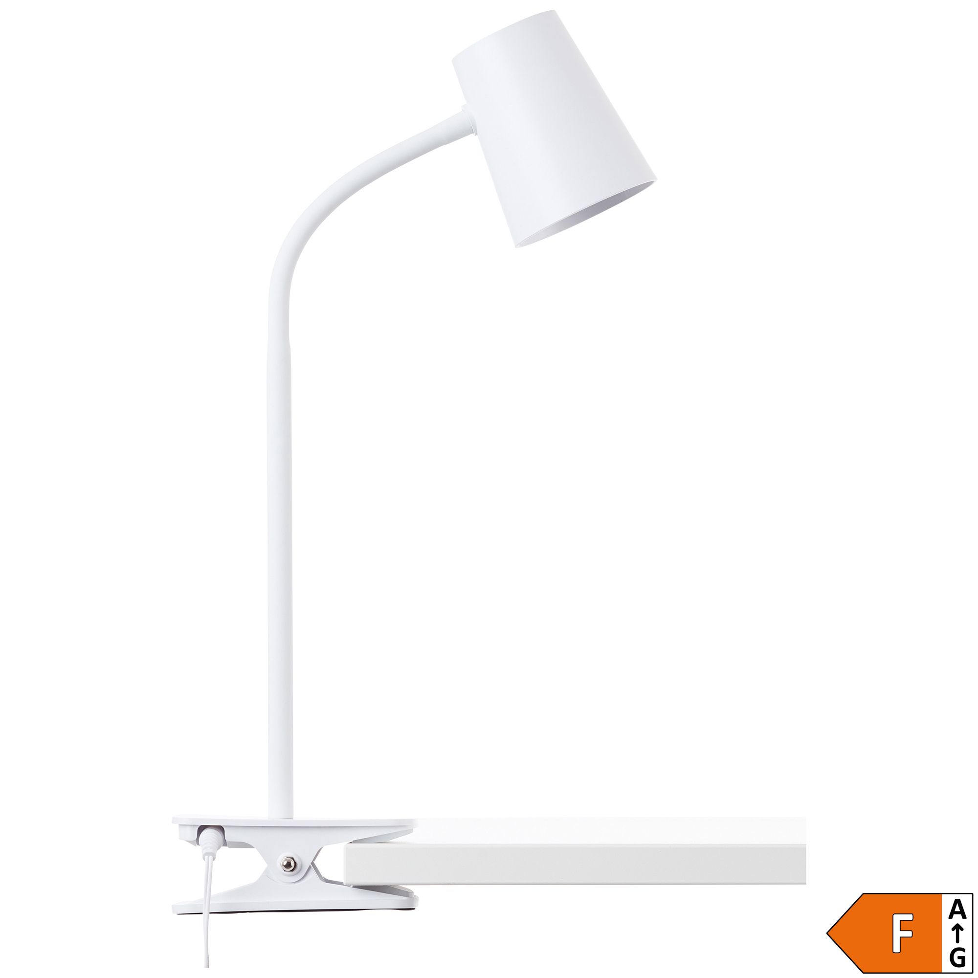 BRILLIANT LED Klemmleuchte Adda 3-stufig dimmbar schwenkbarer Kopf, Energieeffizienzklasse F