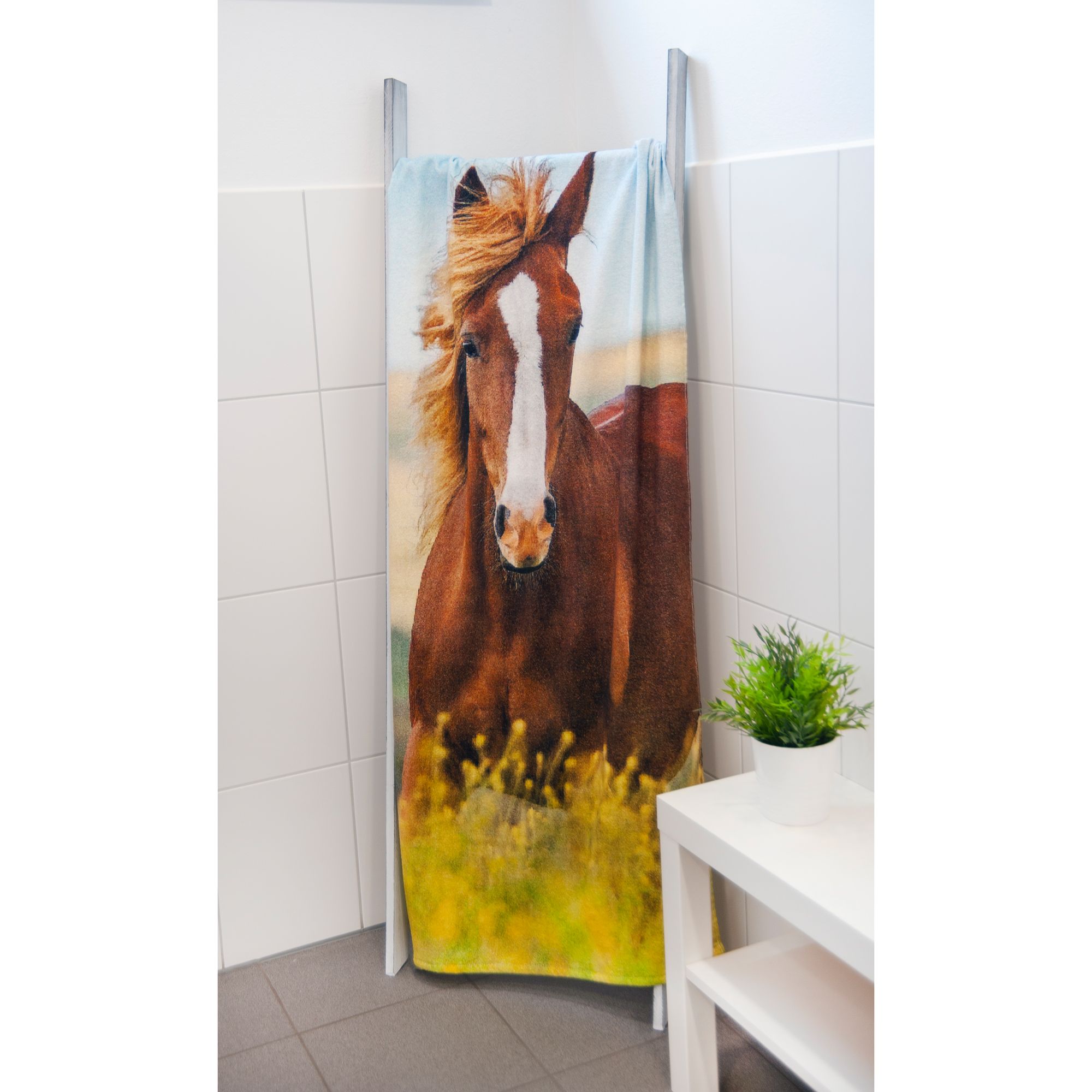 Bade-Strandtuch Baumwoll-Velours 75x150cm Pferde-Motiv Collection Young ca.