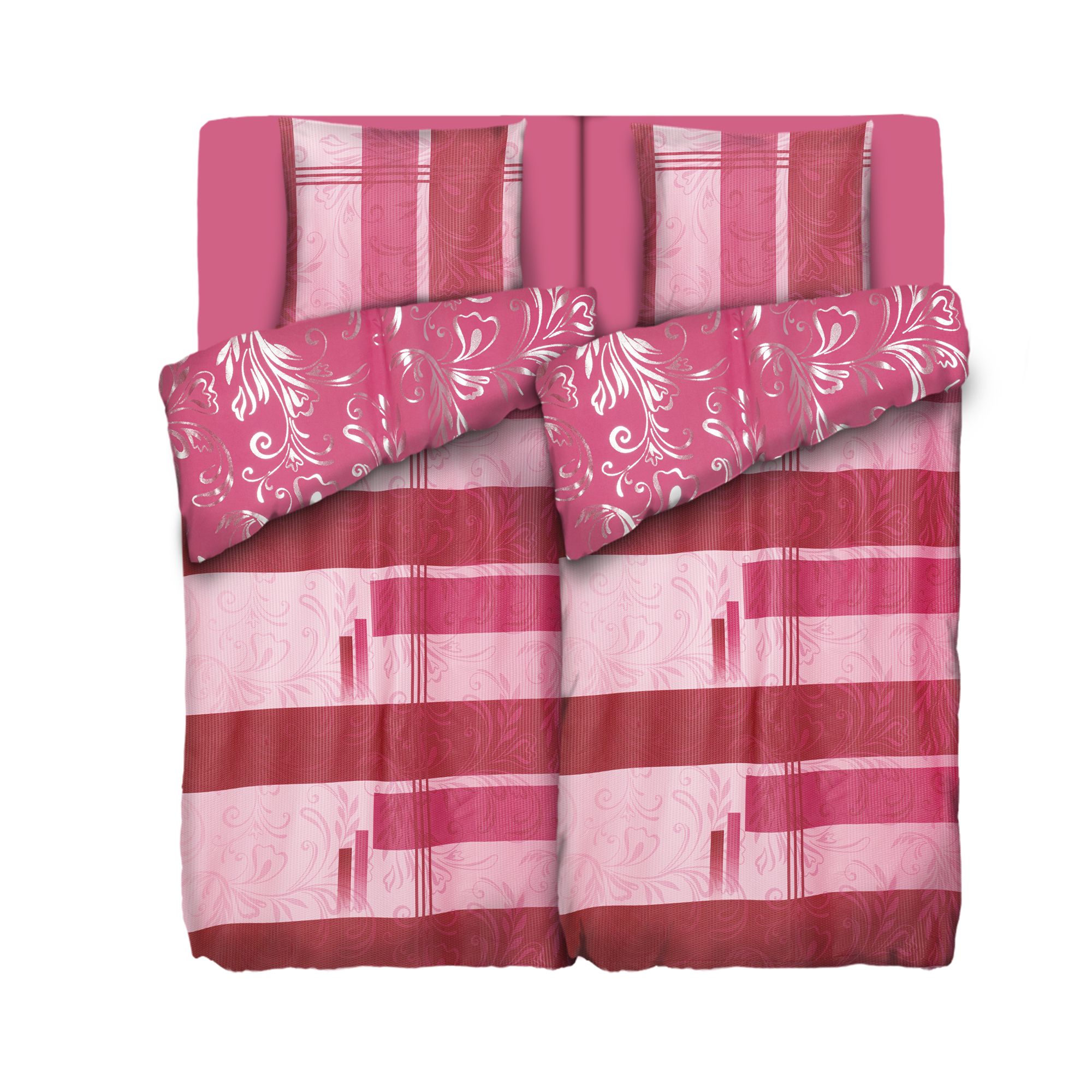 SOFT WAVE Wendebettwäsche Grafik / Glitzerranke Mikrofaser Seersucker Doppelbett, 6tlg.