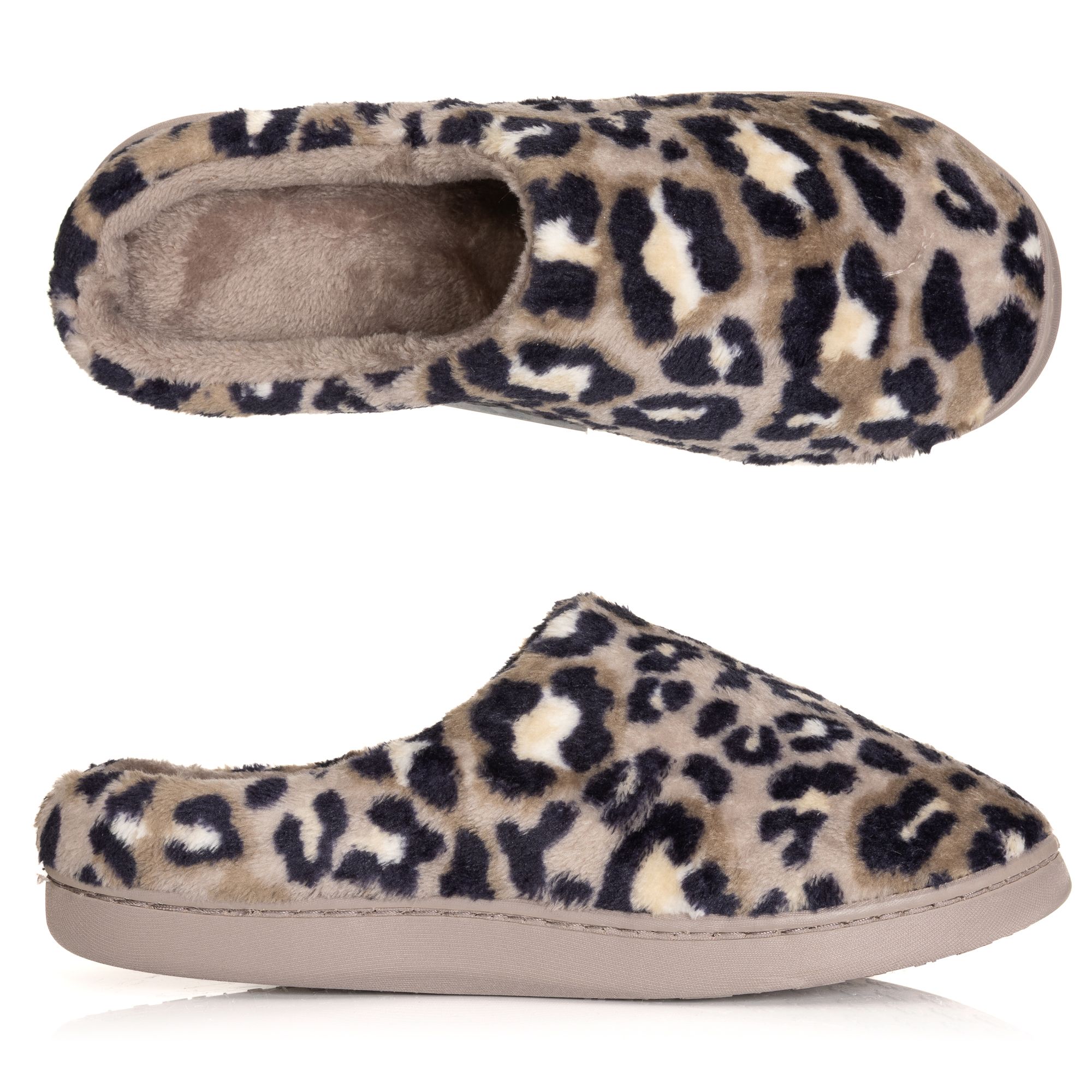 MONT CHALET Damen-Hausschuh bedruckt Mikrofaser Chinchilla weich gepolstert