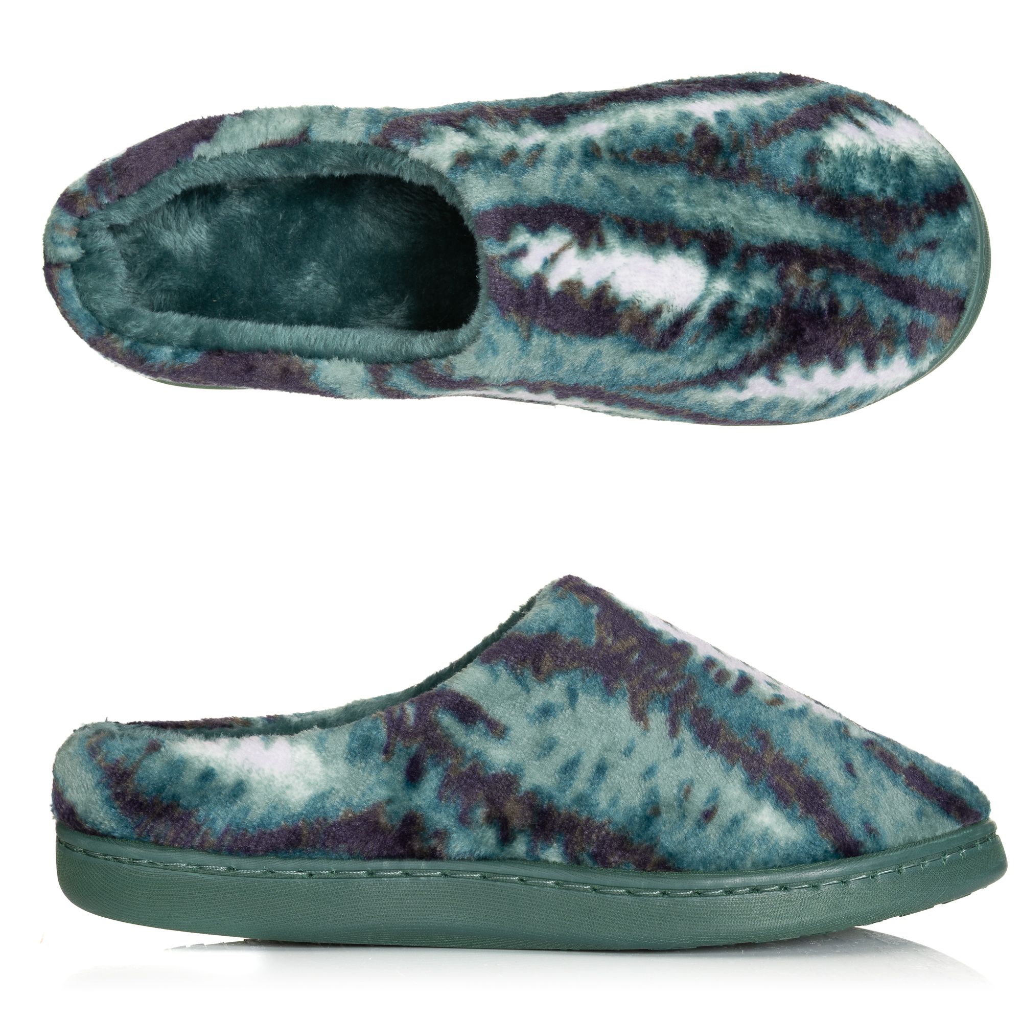 MONT CHALET Damen-Hausschuh bedruckt Mikrofaser Chinchilla weich gepolstert