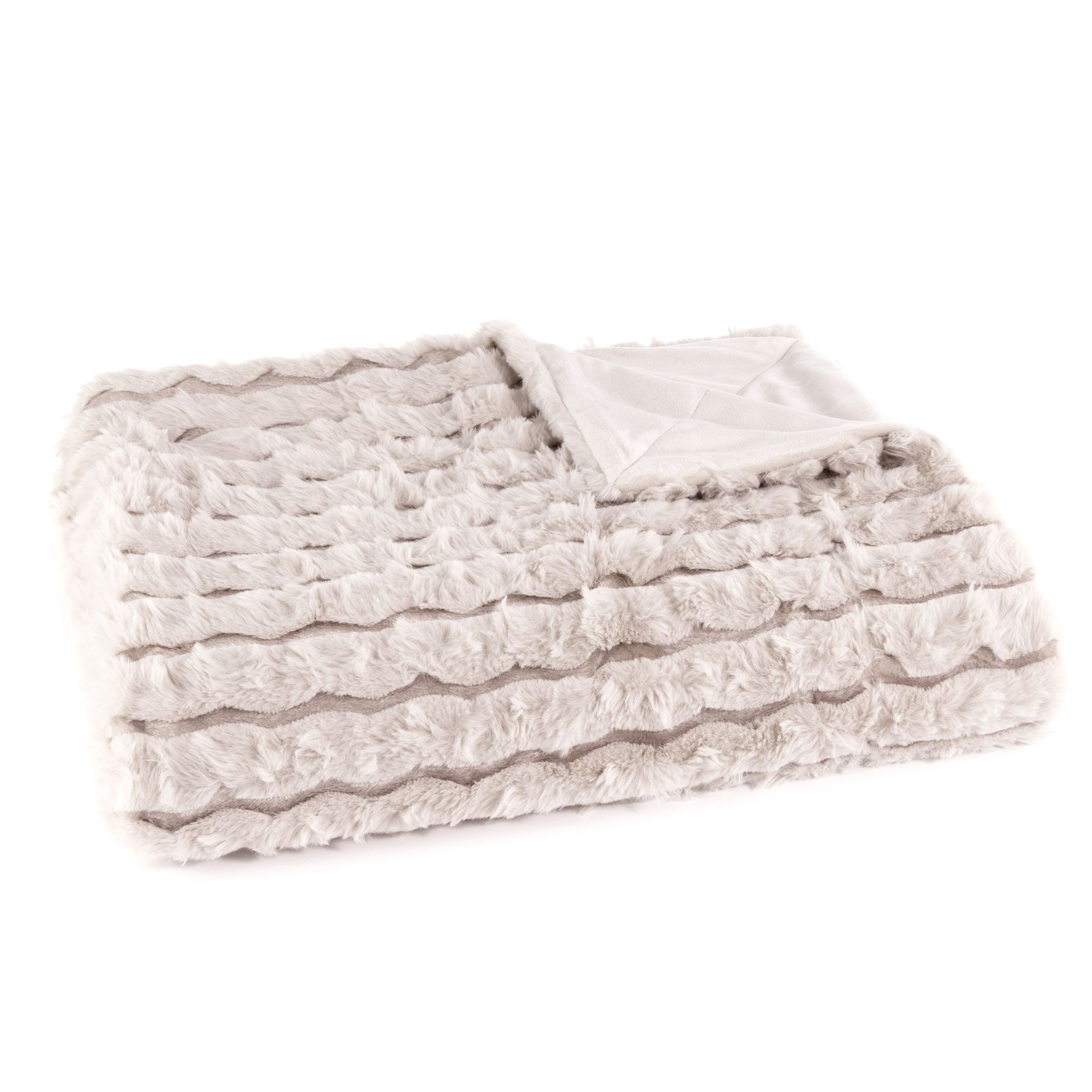 MONT CHALET Fellplaid Jacquard-Streifen Mikrofaser-Fellimitat waschbar, 150x200cm