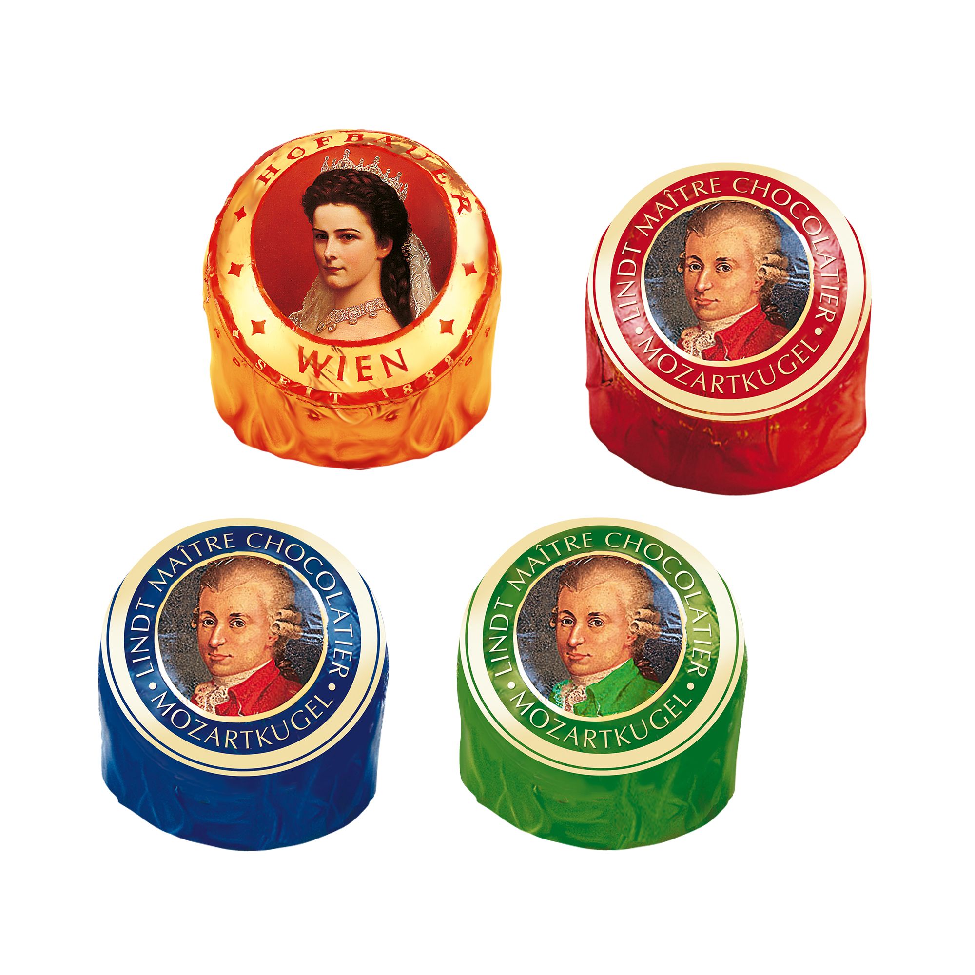 LINDT Mozart trifft Sissi 4 versch. Sorten exklusiv bei QVC Inhalt 398g, 20 Stk.