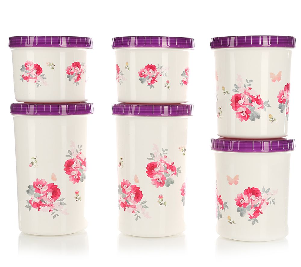 LOCK&LOCK TWIST Frischhaltedosen Blumenmotiv 6 Dosen QVC.de