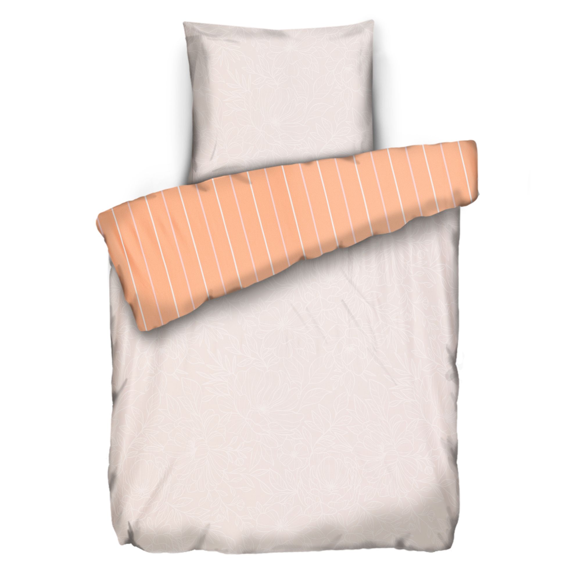 JERYMOOD Wendebettwäsche Blumen & Streifen Mikrofaser Jersey Einzelbett, 2tlg.