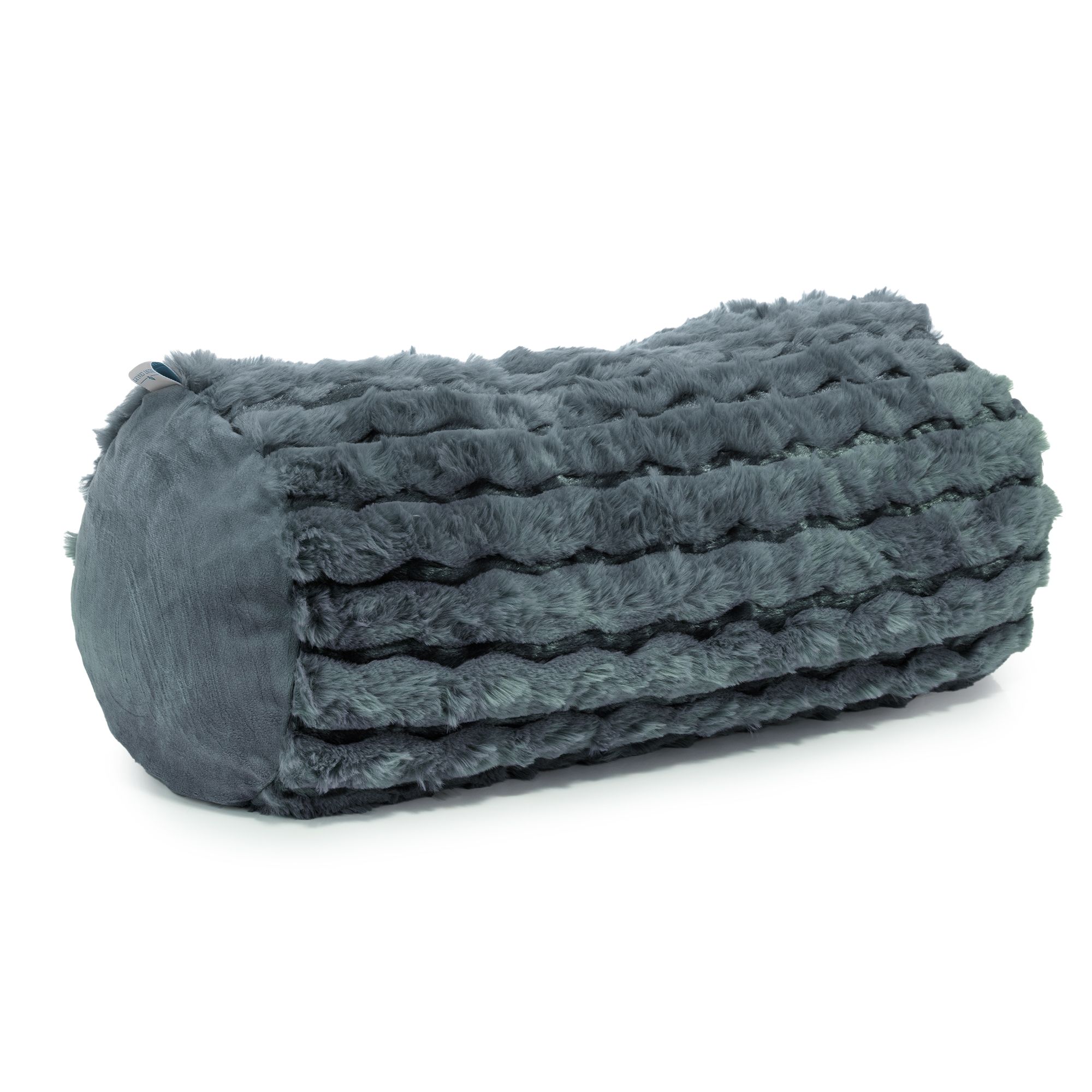 MONT CHALET gefüllte Nackenrolle Jacquard-Streifen Mikrofaser-Fellimitat waschbar, ca. 25x50cm