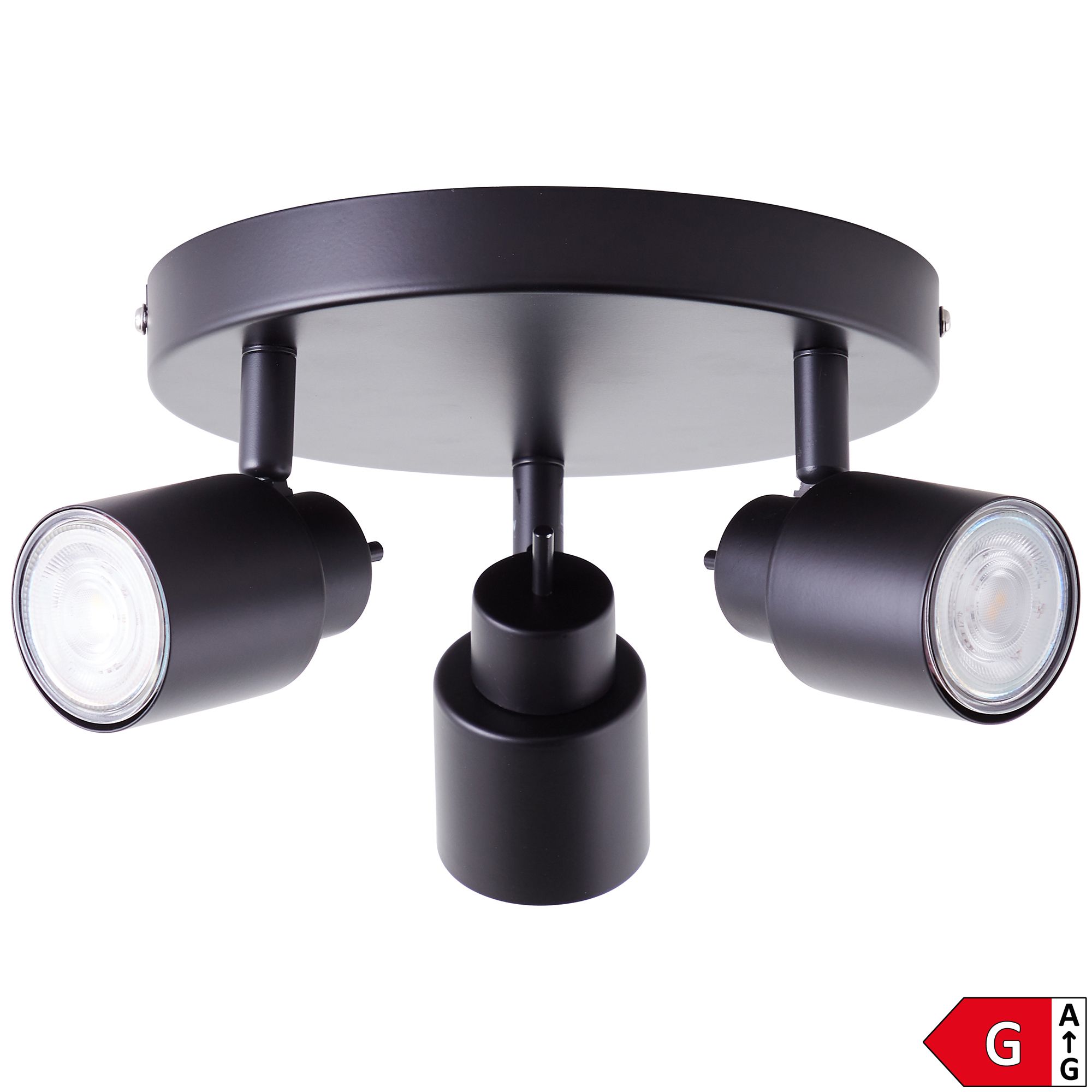 BRILLIANT LED Deckenrondell Andres 3-flammig schwenkbare Köpfe, Energieeffizienzklasse G