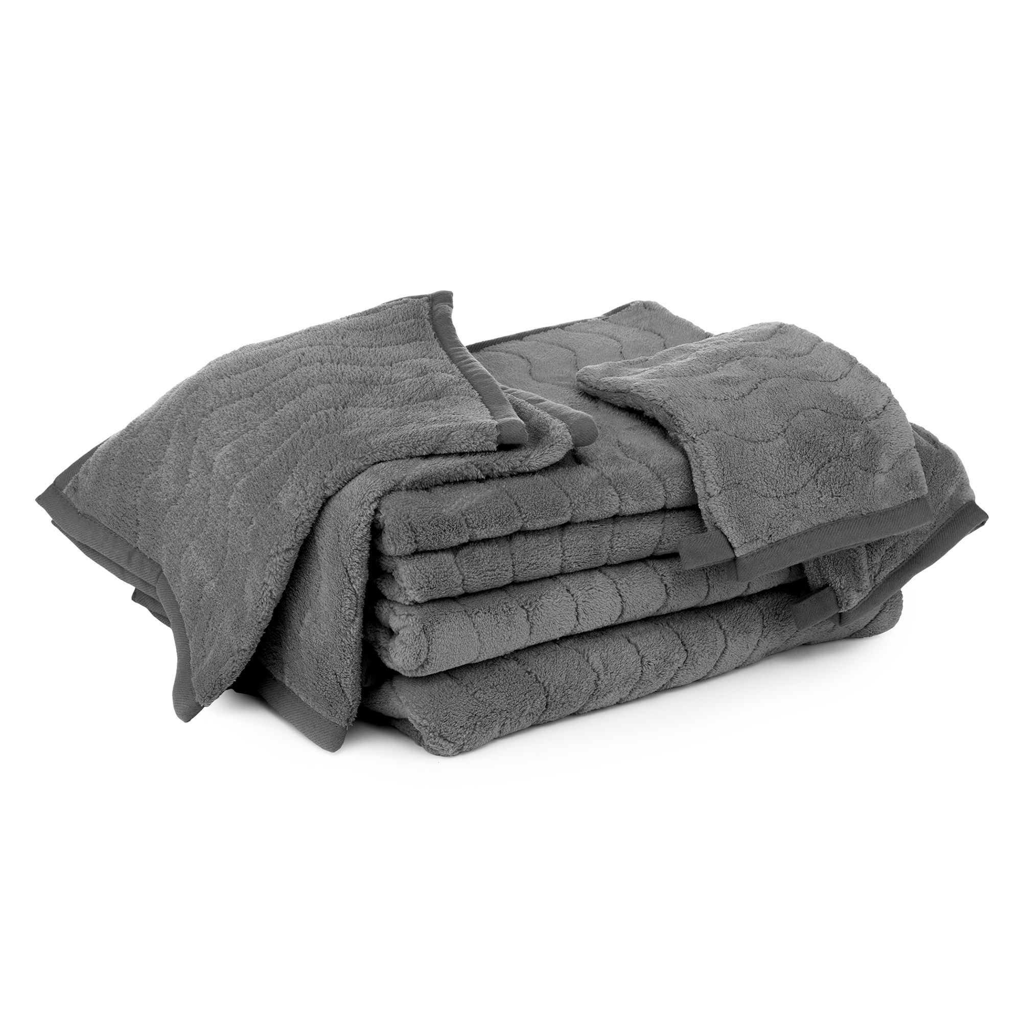 BADIZIO Softdry Frottier-Set uni Wellen-Jacquard MF Kuschelplüsch 8tlg.