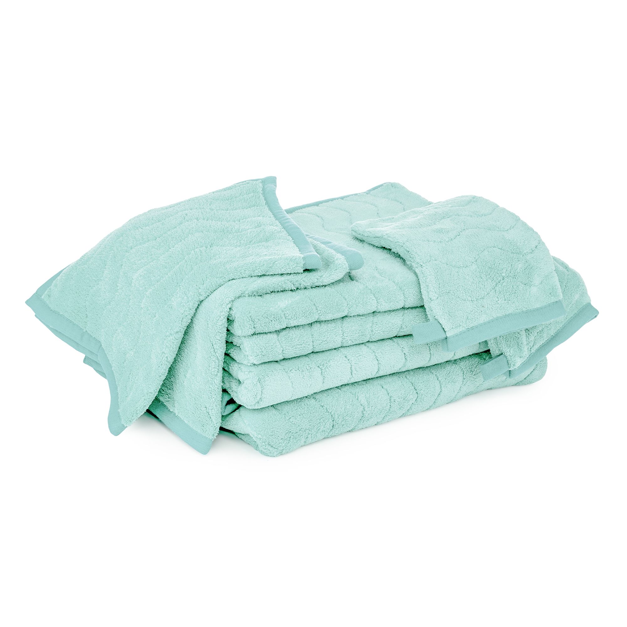 BADIZIO Softdry Frottier-Set uni Wellen-Jacquard MF Kuschelplüsch 8tlg.