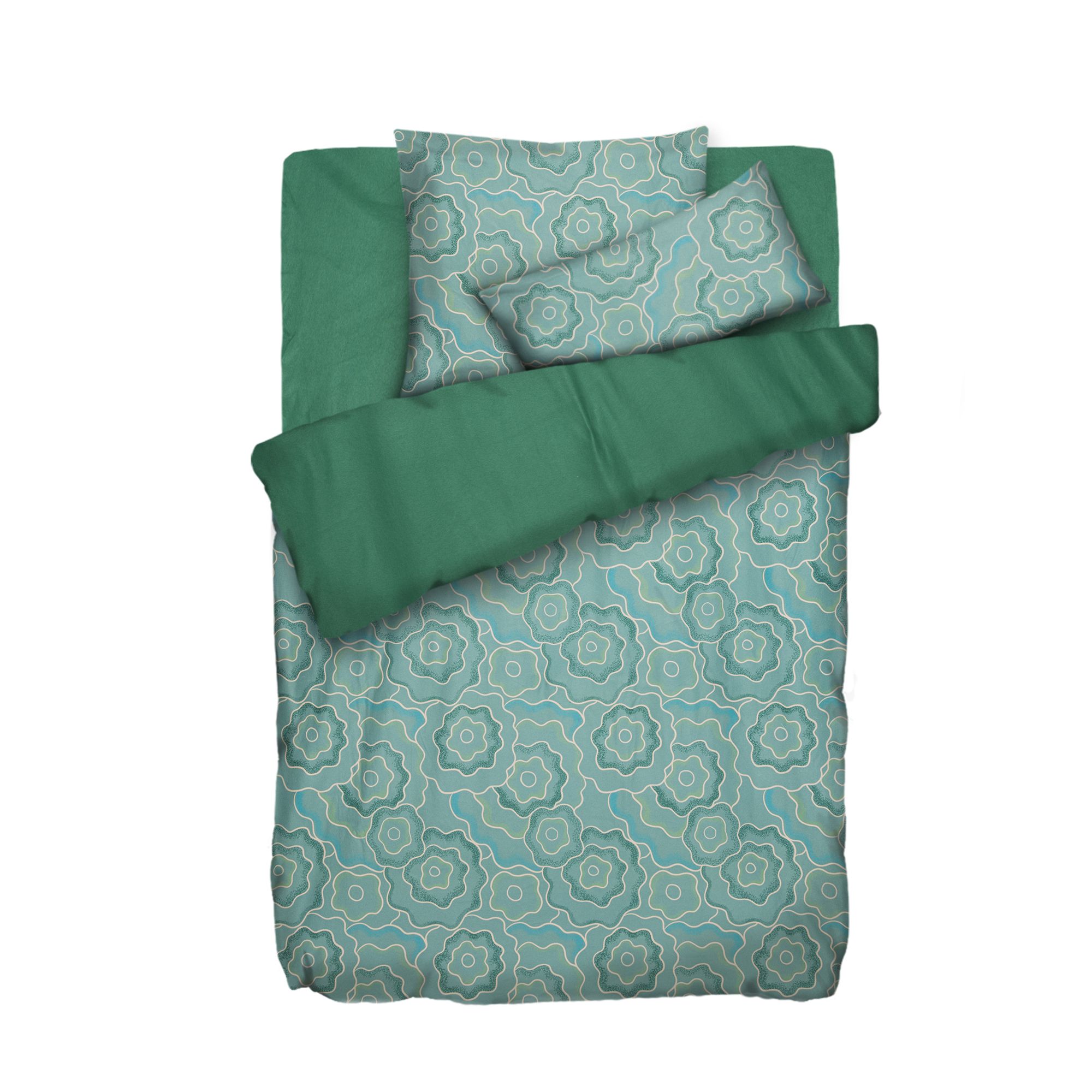 WINTERENGEL Wendebettwäsche abstrakte Blumen Mikrofaser Flanell Einzelbett, 4tlg.