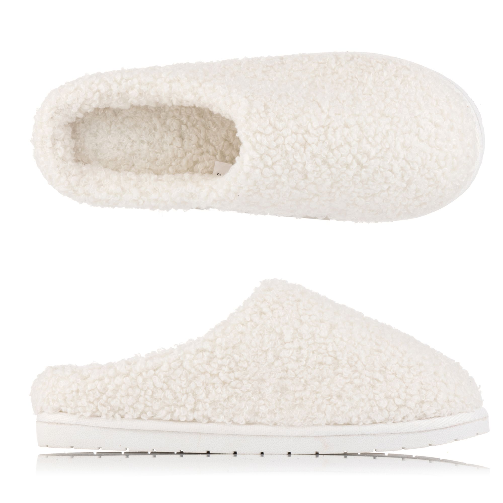 COZEE HOME Damen-Hausschuh uni MF Teddy Bouclé rutschfeste Sohle