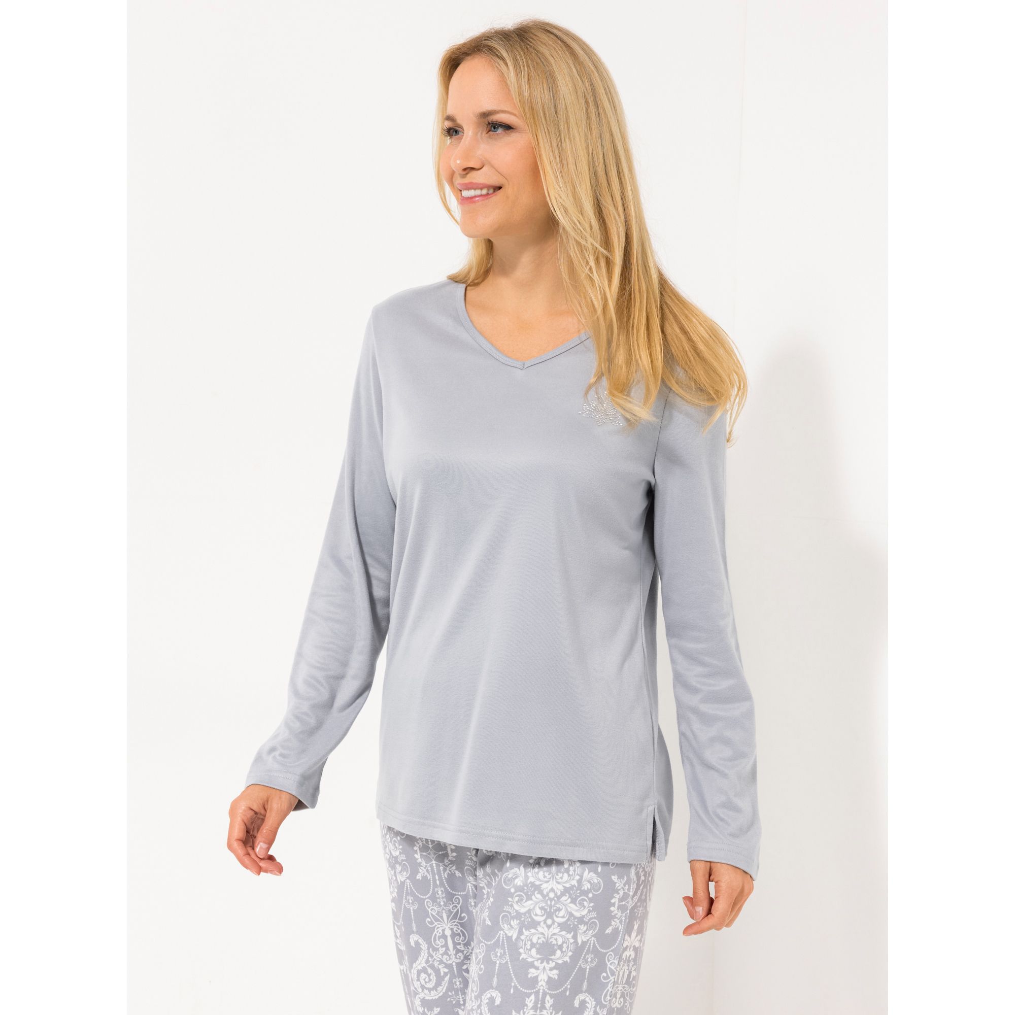 B-Ware LITTLE ROSE Pyjama Set 1/1-Länge Mikrofaser Shirt - QVC.de