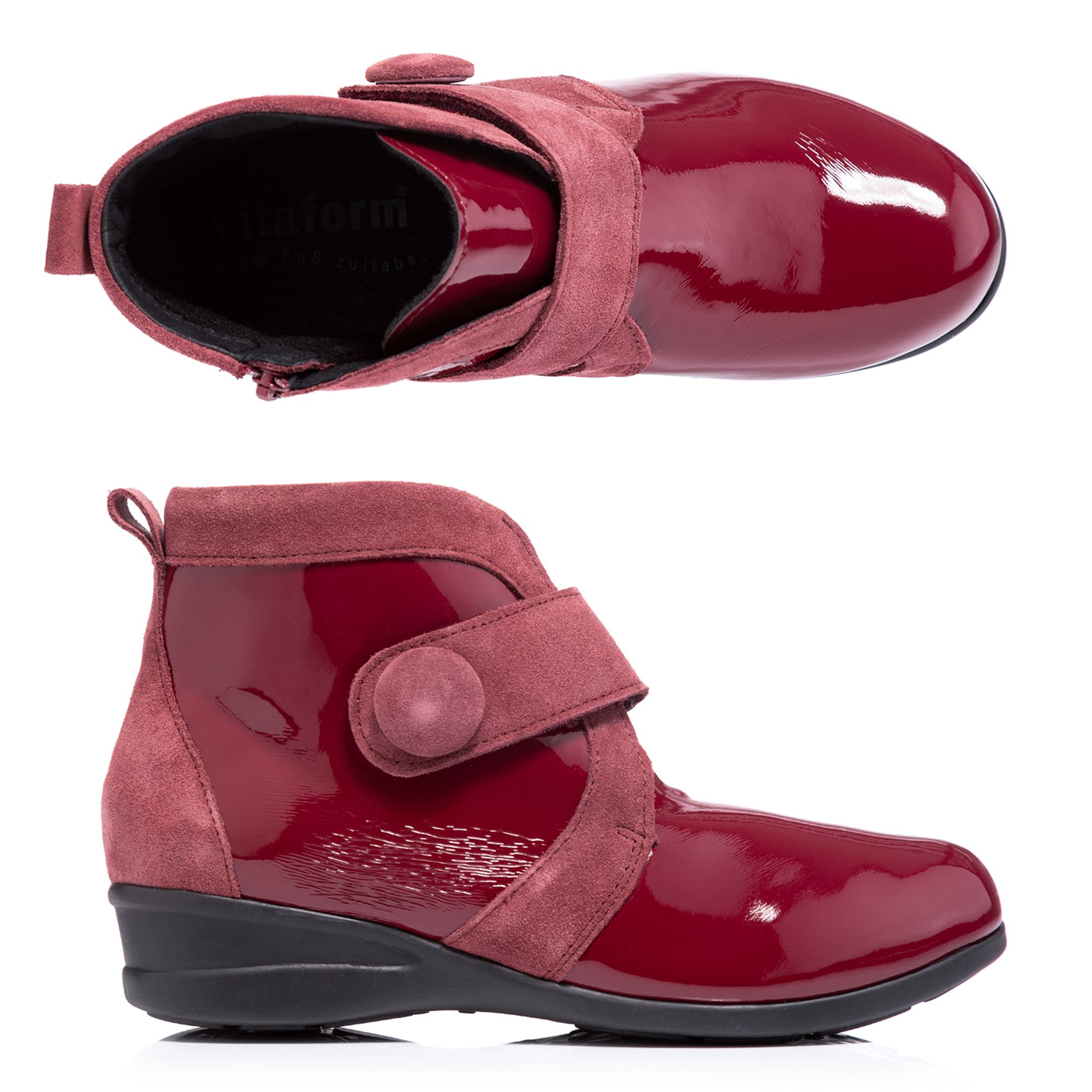 B-Ware VITAFORM Damen-Stiefelette Lackstretch Veloursleder