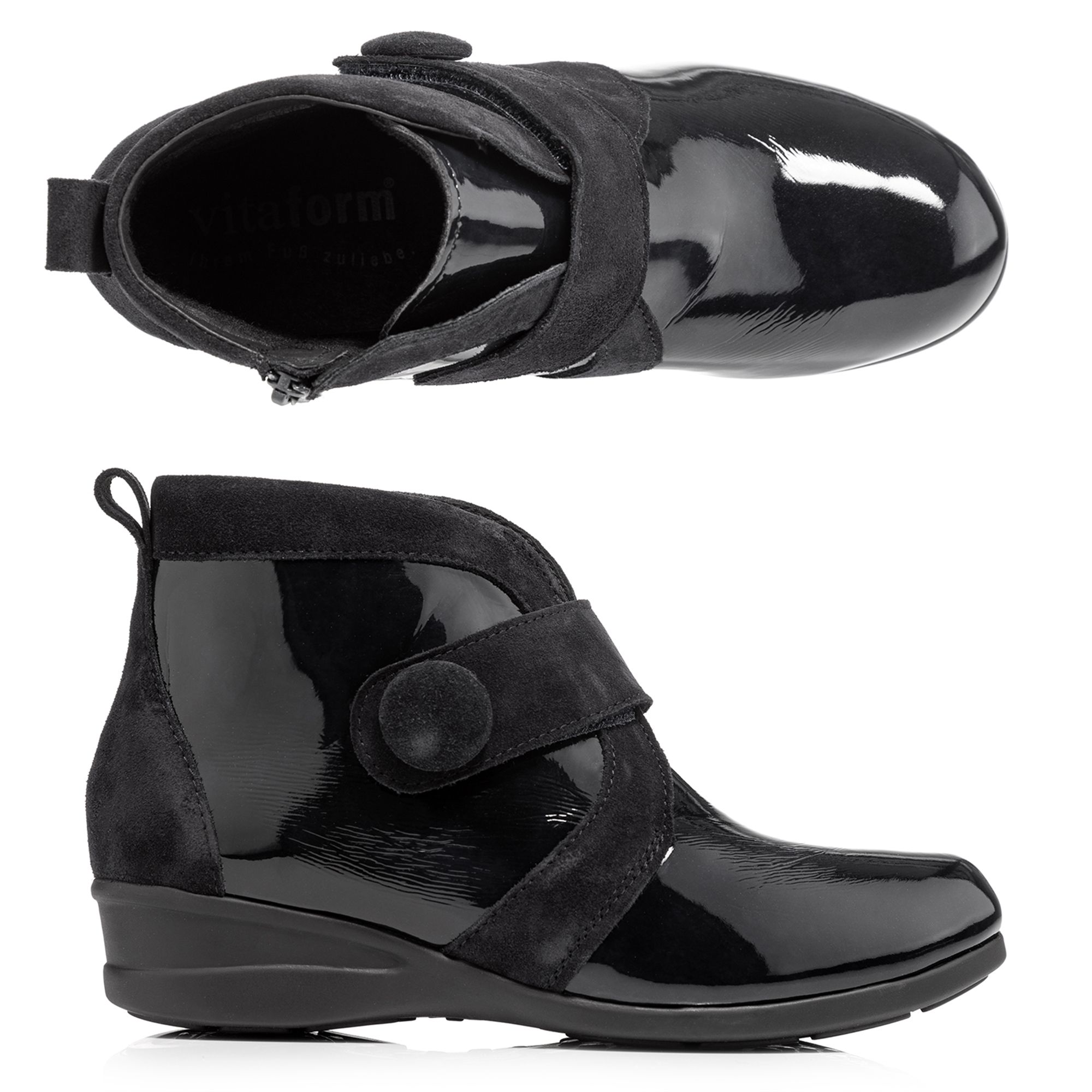 B-Ware VITAFORM Damen-Stiefelette Lackstretch Veloursleder