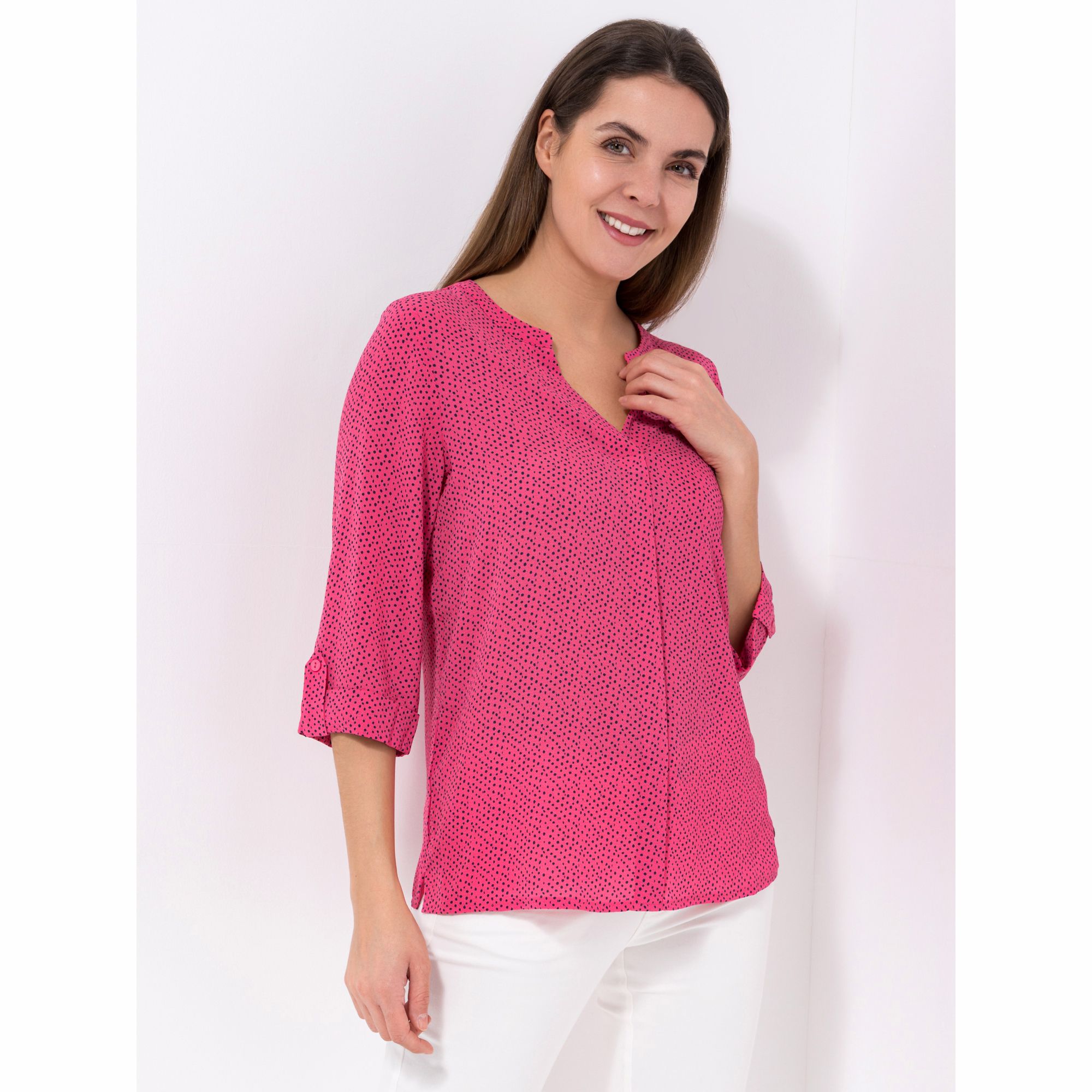 B-Ware EVA LUTZ Bluse Layla, 3/4-Arm Ärmelaufschlag V-Ausschnitt