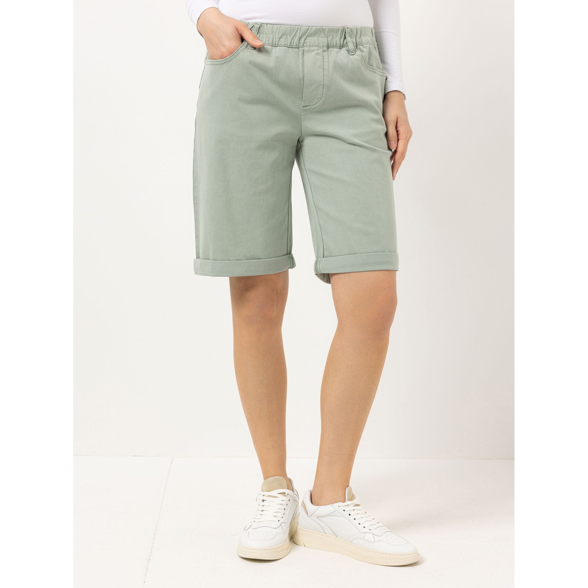 B-Ware DENIM & CO. Bermuda mit Umschlag Rundumdehnbund