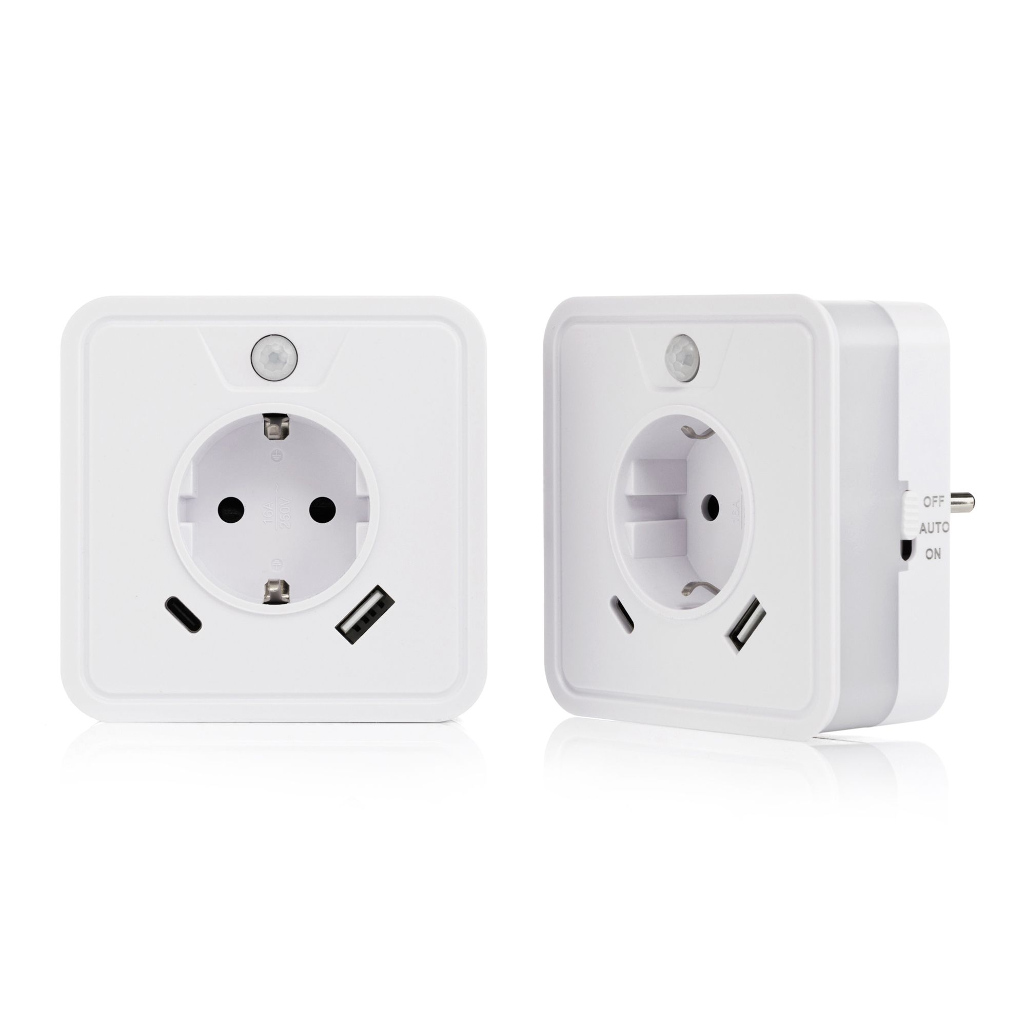 B-Ware LED-Nachtlicht mit Bewegungsmelder & Steckdose USB A / USB-C