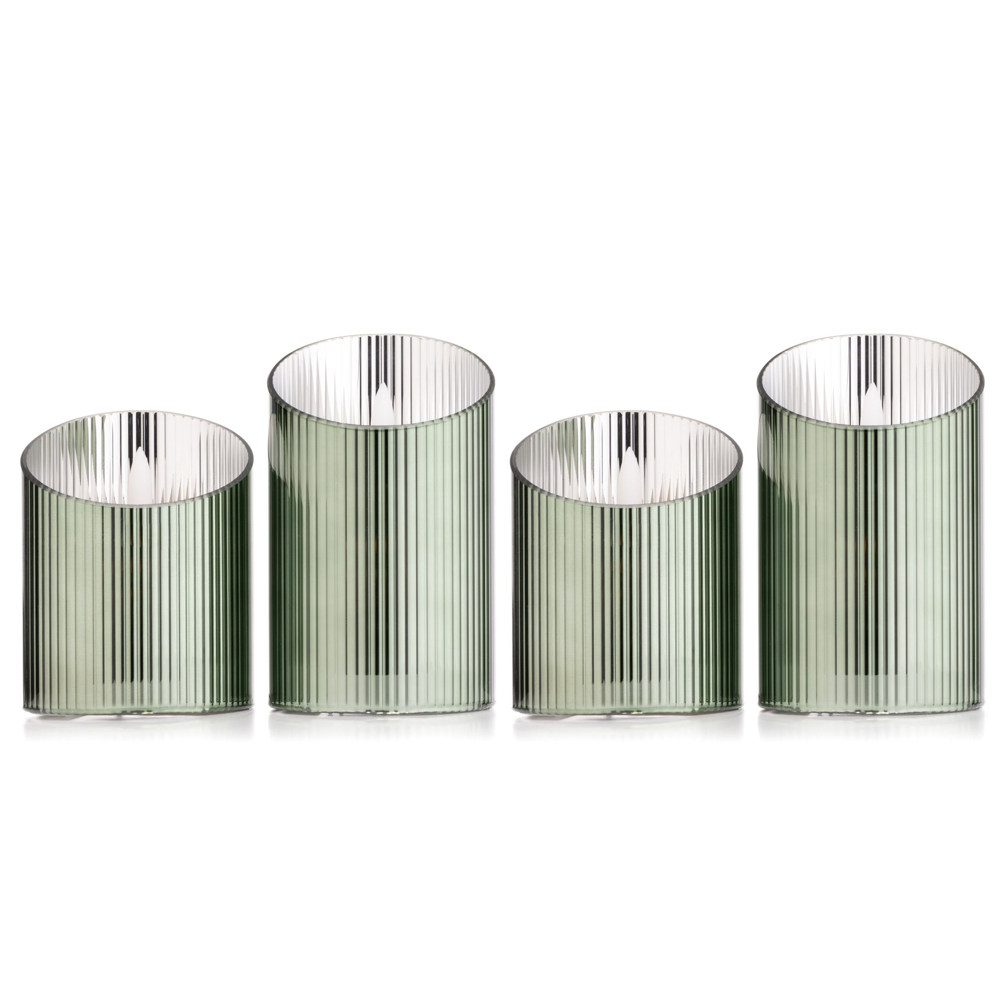 B-Ware ELAMBIA 4 LED-Kerzen mit Wachsspiegel im Glaskörper