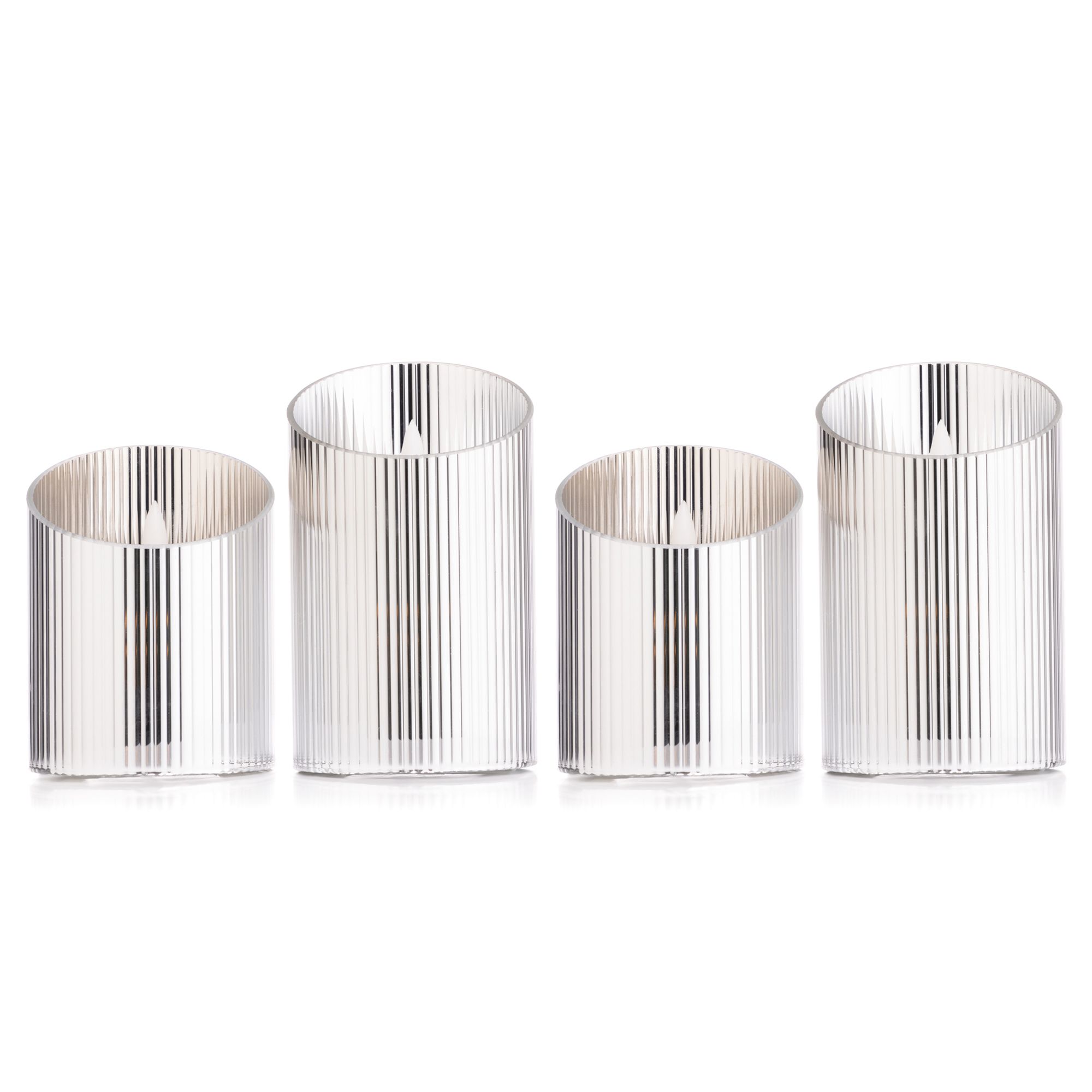 B-Ware ELAMBIA 4 LED-Kerzen mit Wachsspiegel im Glaskörper