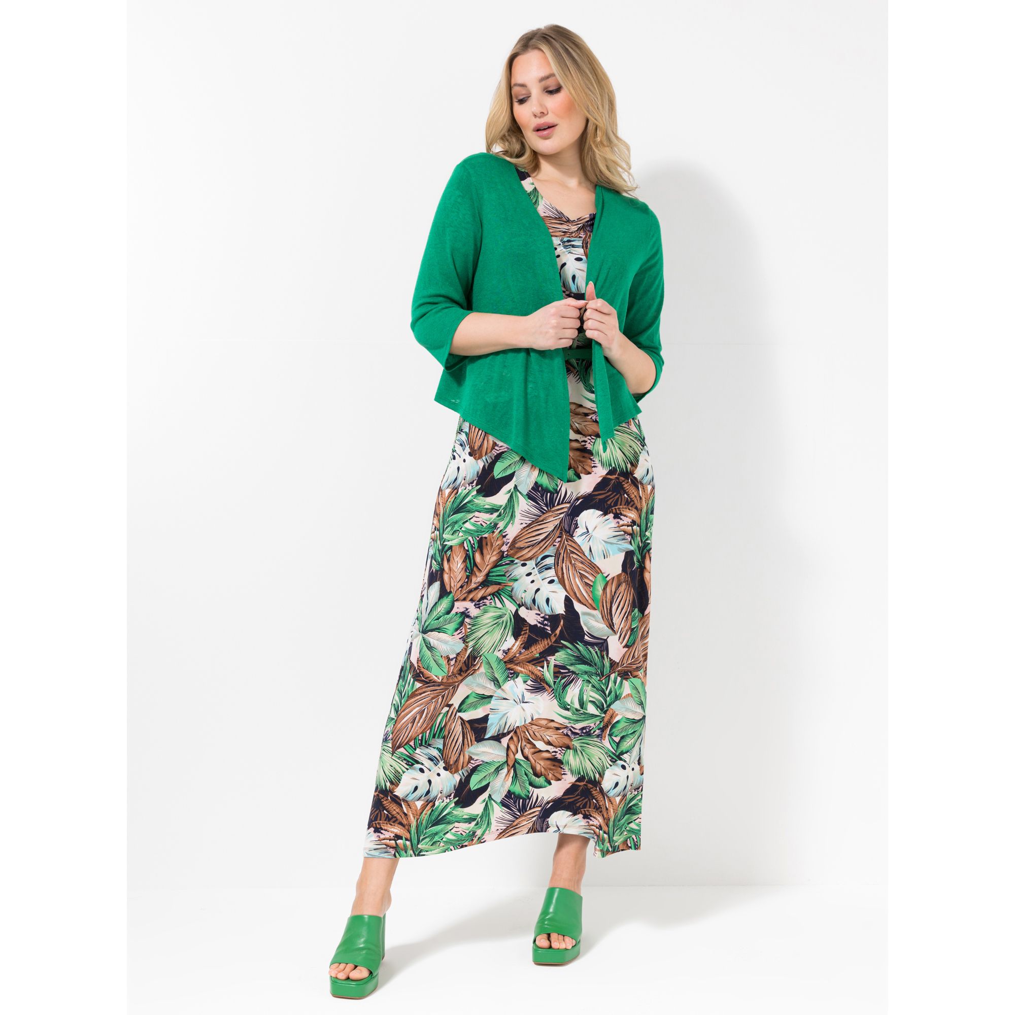 B-Ware KIM & CO. Bolero, 3/4-Arm Leinen Optik Jersey offene Front