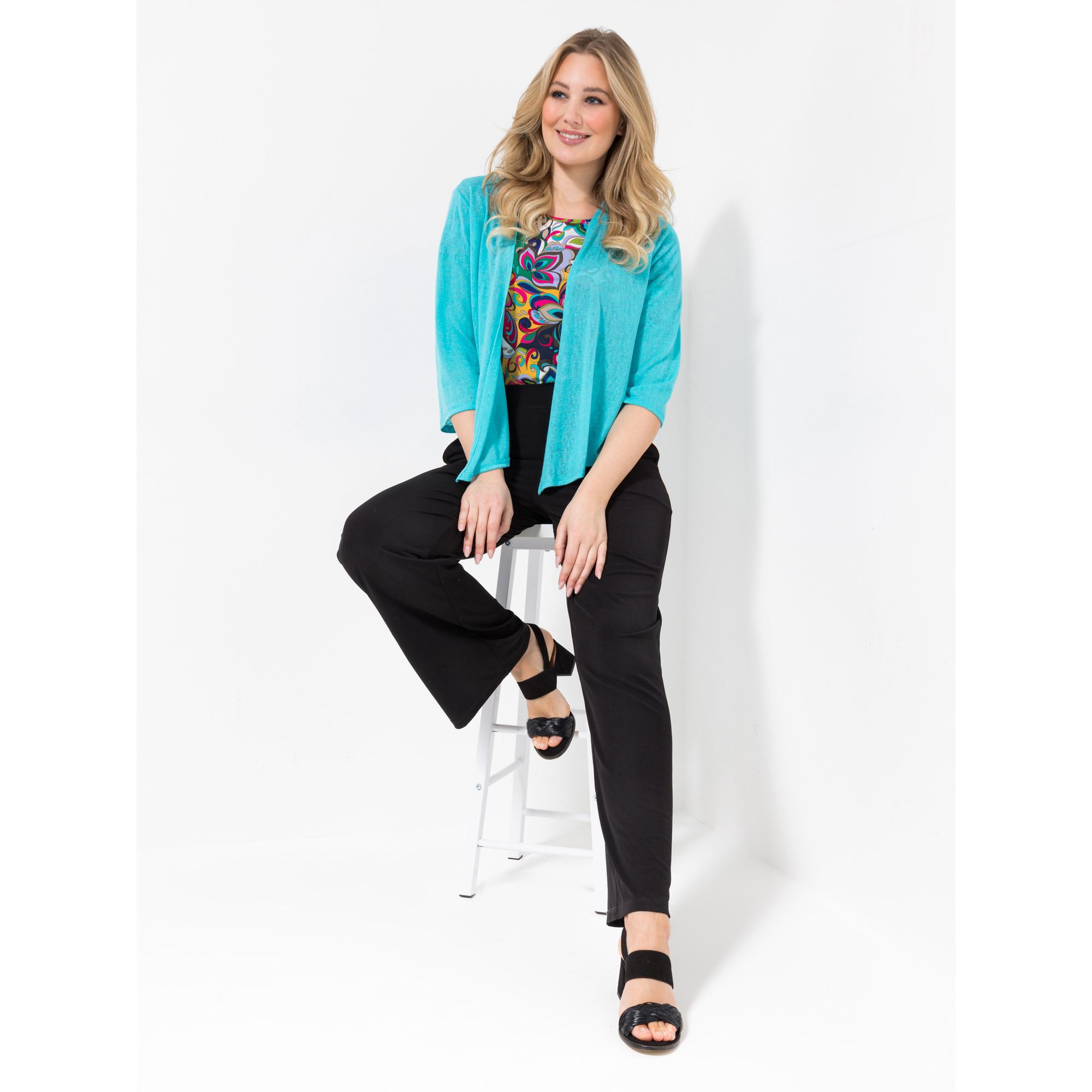 B-Ware KIM & CO. Bolero, 3/4-Arm Leinen Optik Jersey offene Front