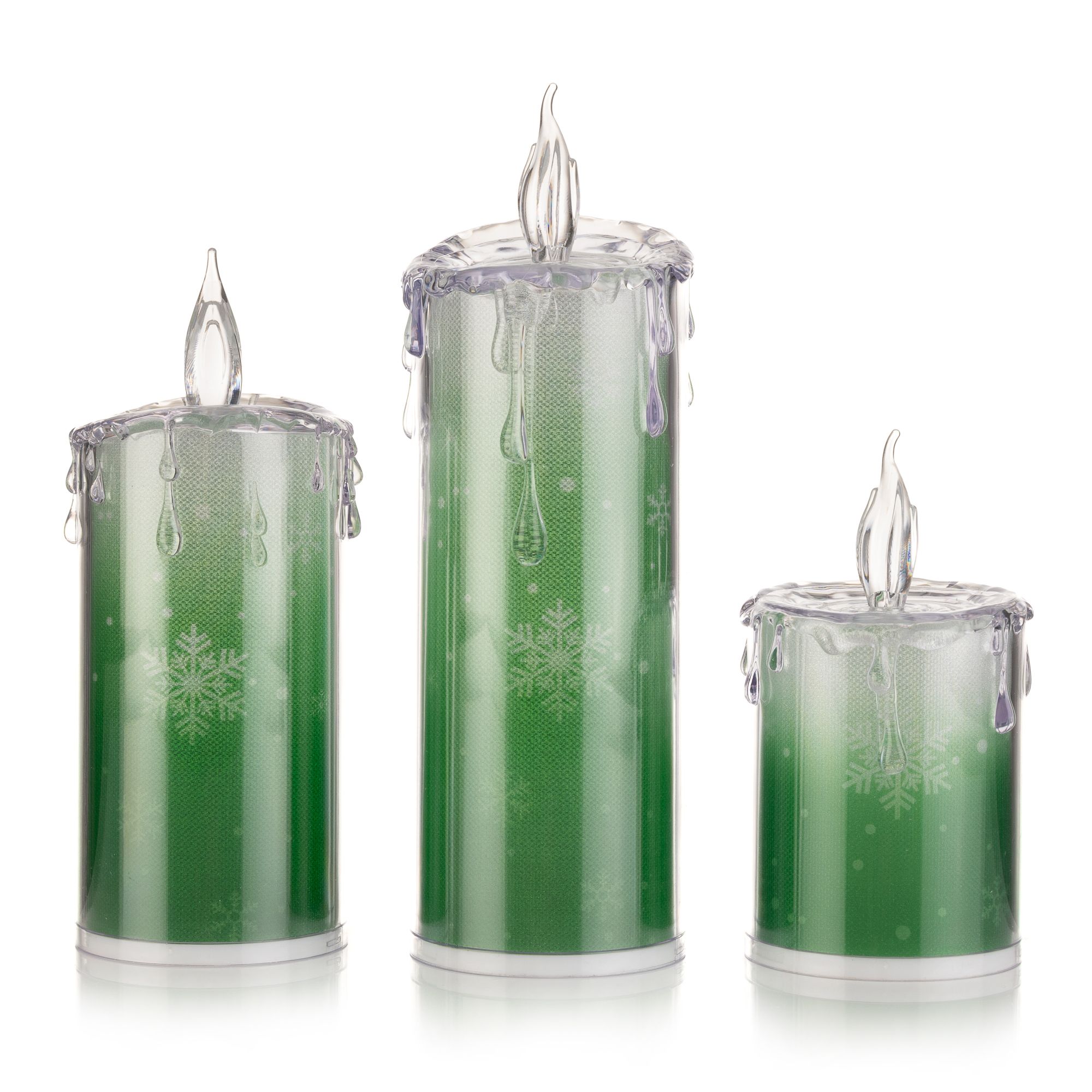 B-Ware LUMIDA Xmas 3 LED-Acrylkerzen Wechselmotive H. 14cm, 19cm & 23cm