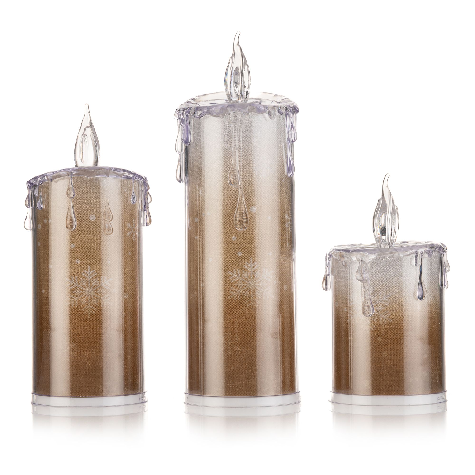 B-Ware LUMIDA Xmas 3 LED-Acrylkerzen Wechselmotive H. 14cm, 19cm & 23cm