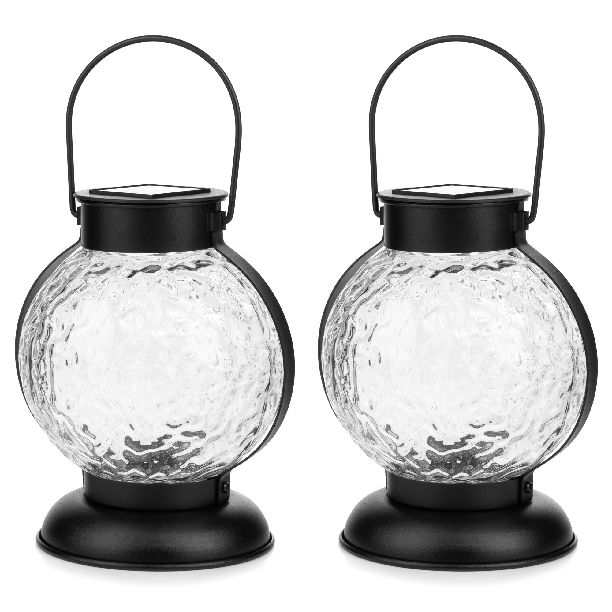 B-Ware LUMIDA Garden 2 Solar-Laternen Struktur-Glas Höhe 18,5cm, Ø 15cm
