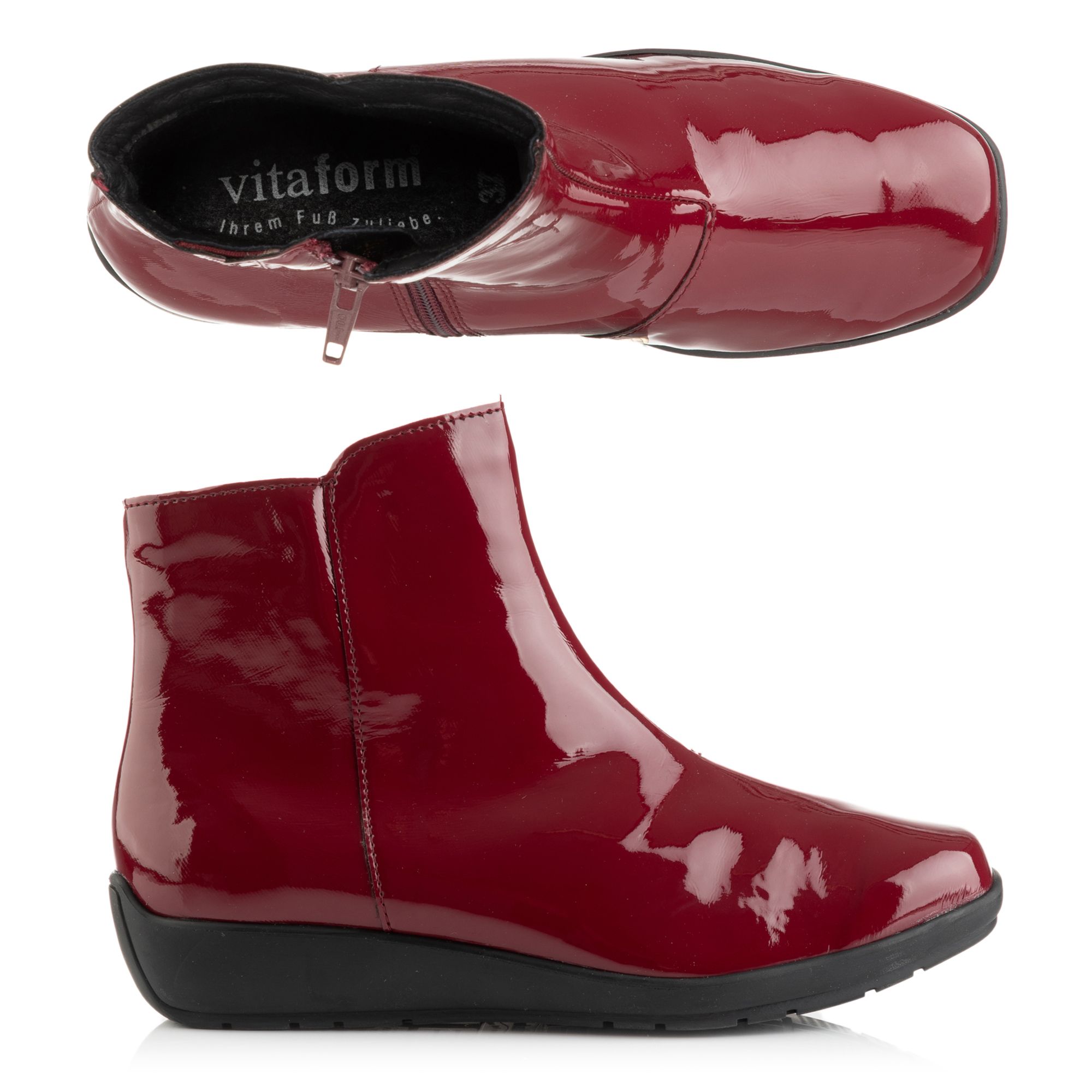 B-Ware VITAFORM Damen-Stiefelette Lackstretch seitl. Reißverschluss