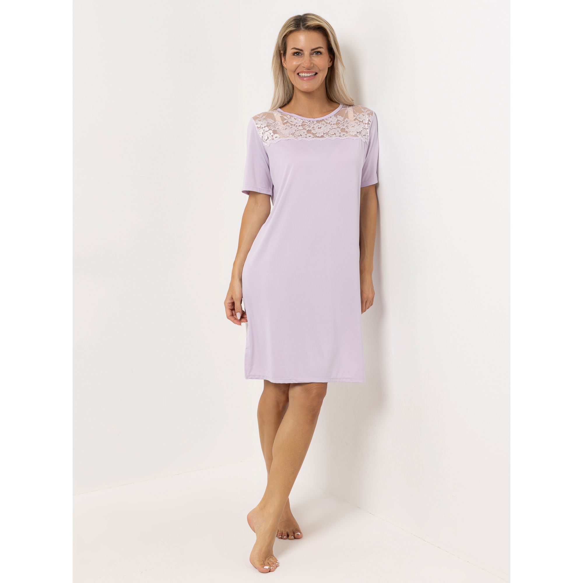 B-Ware LITTLE ROSE Nachthemd, 1/2-Arm Mikrofaser Rundhalsausschnitt