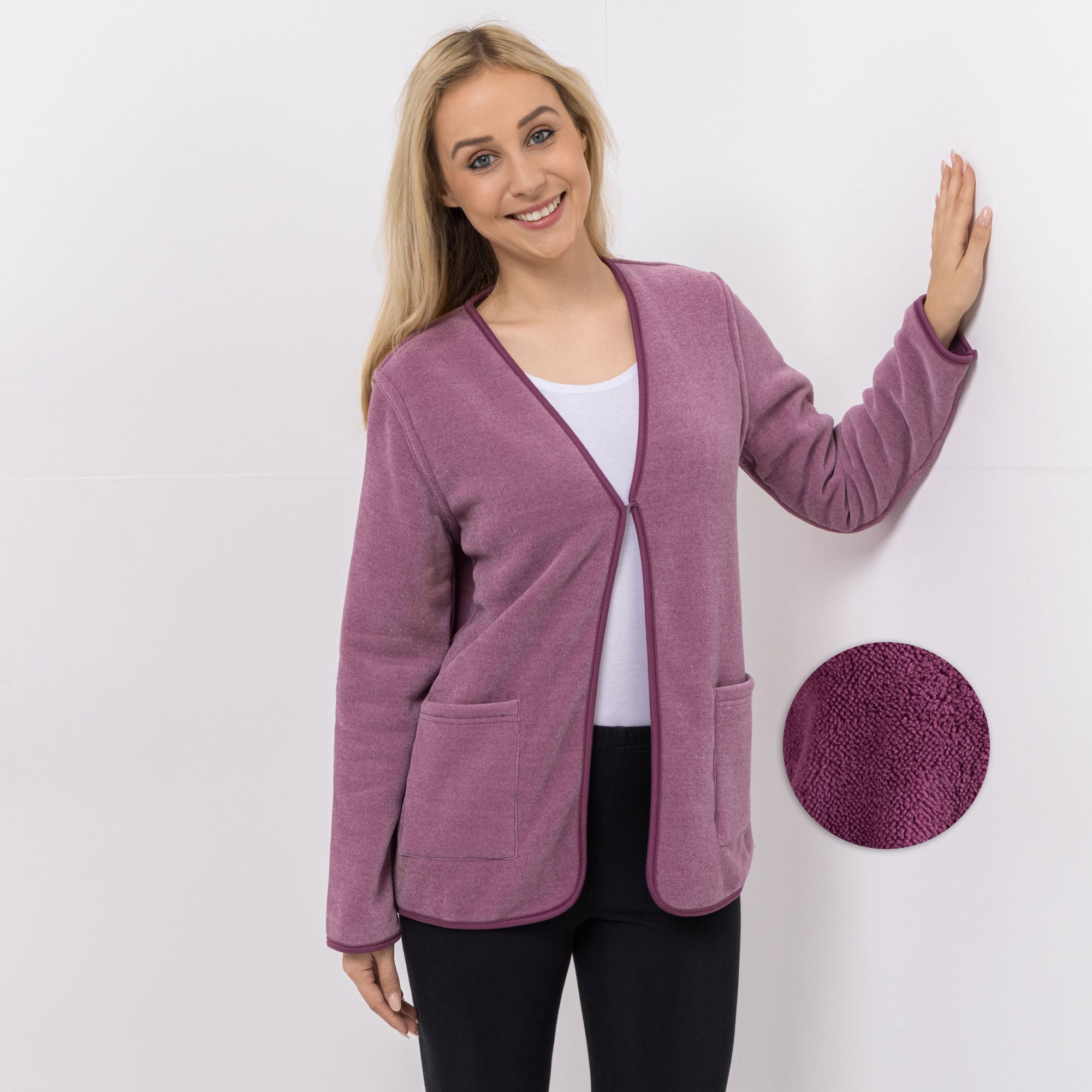 B-Ware MONT CHALET wendbarer Cardigan zweifarbig Mikrofaser Edelplüsch