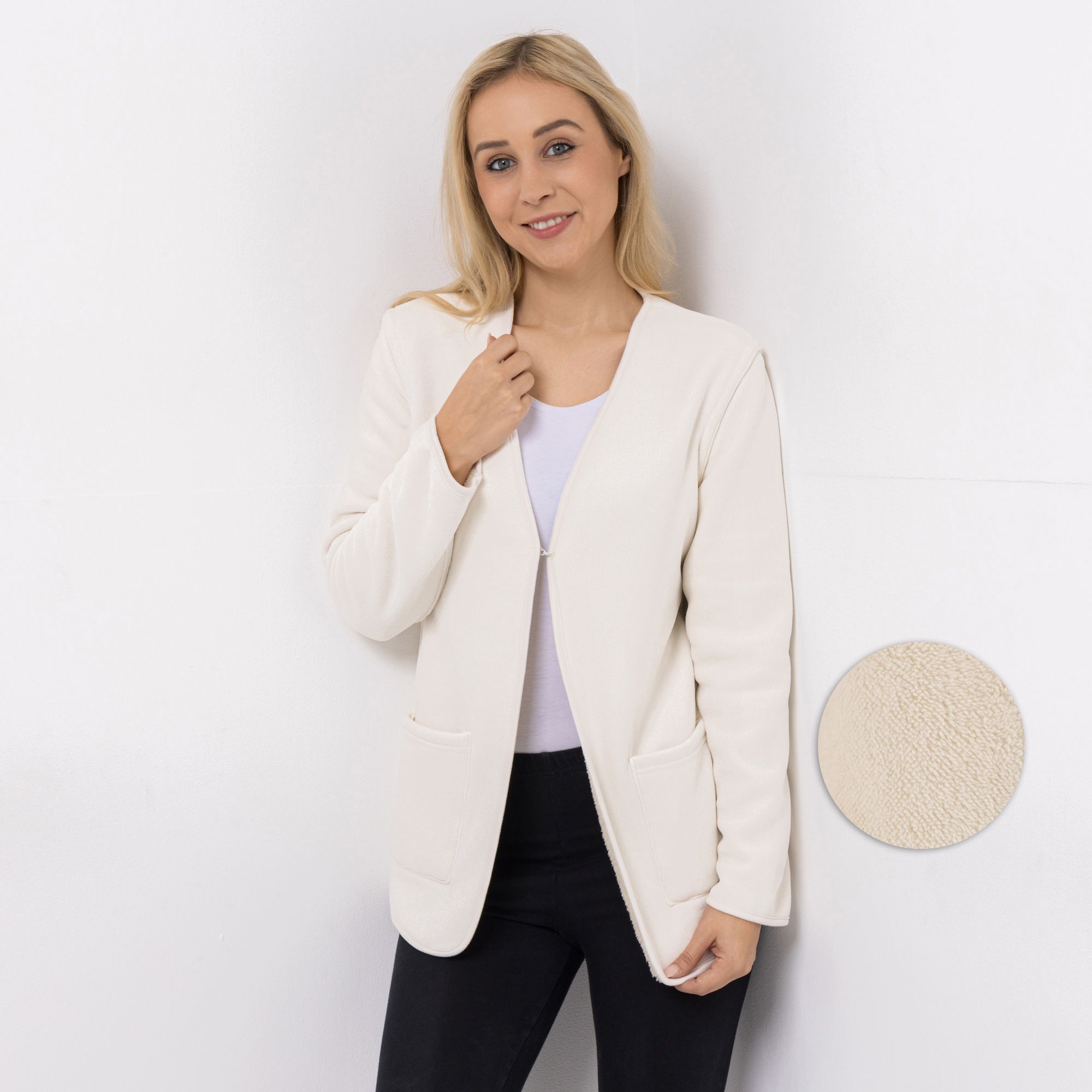 B-Ware MONT CHALET wendbarer Cardigan zweifarbig Mikrofaser Edelplüsch