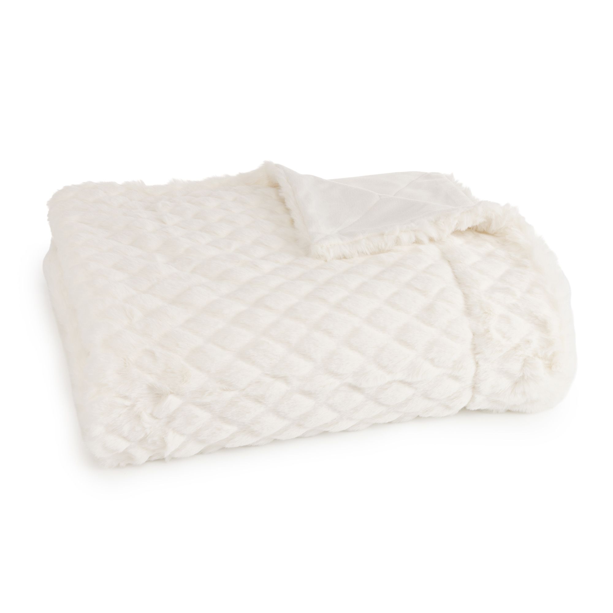 B-Ware MONT CHALET Premium-Wendeplaid Lammfell-Imitat Diamant-Jacquard