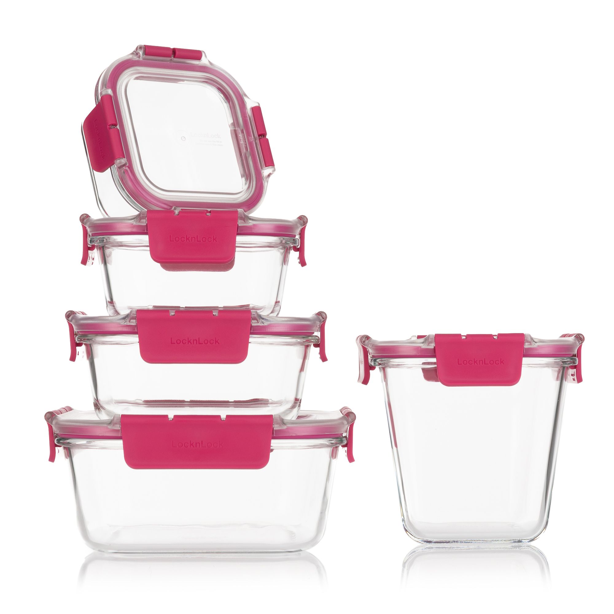 B-Ware LocknLock 5 Frischhaltedosen aus Borosilikatglas mit Tritan™-Deckel