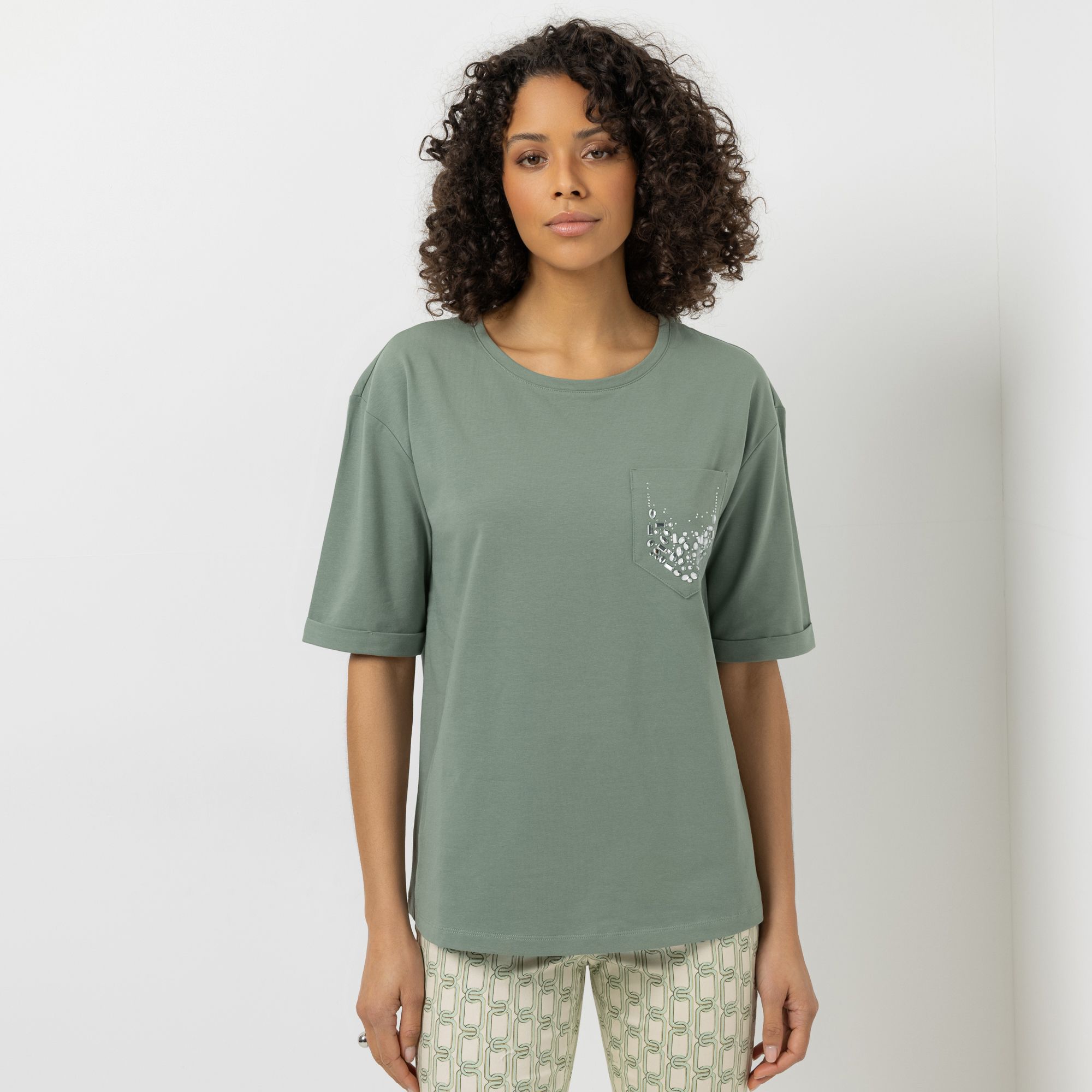 B-Ware STEFFEN SCHRAUT Shirt, langer 1/2-Arm Rundhalsausschnitt Glitzersteine