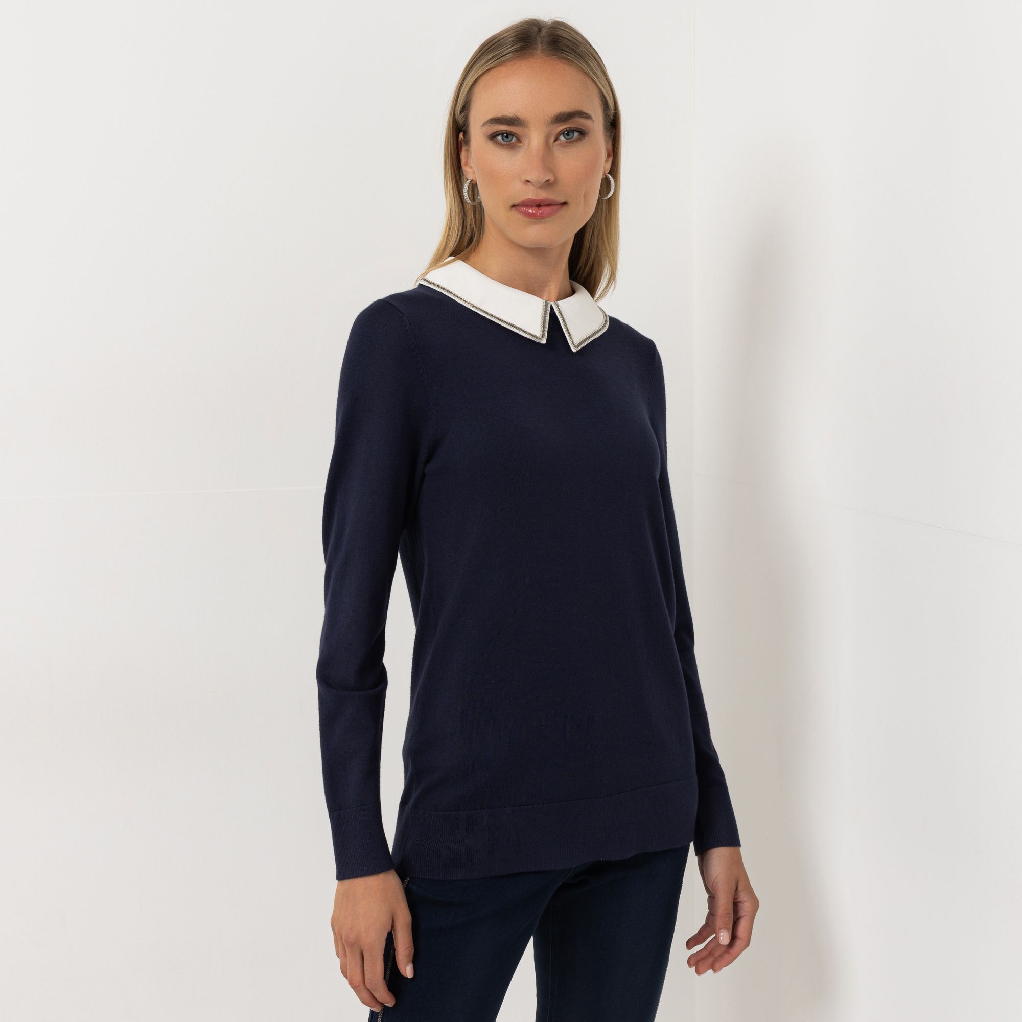 B-Ware STEFFEN SCHRAUT Pullover Lausanne Hemdkragen mit Zierkette