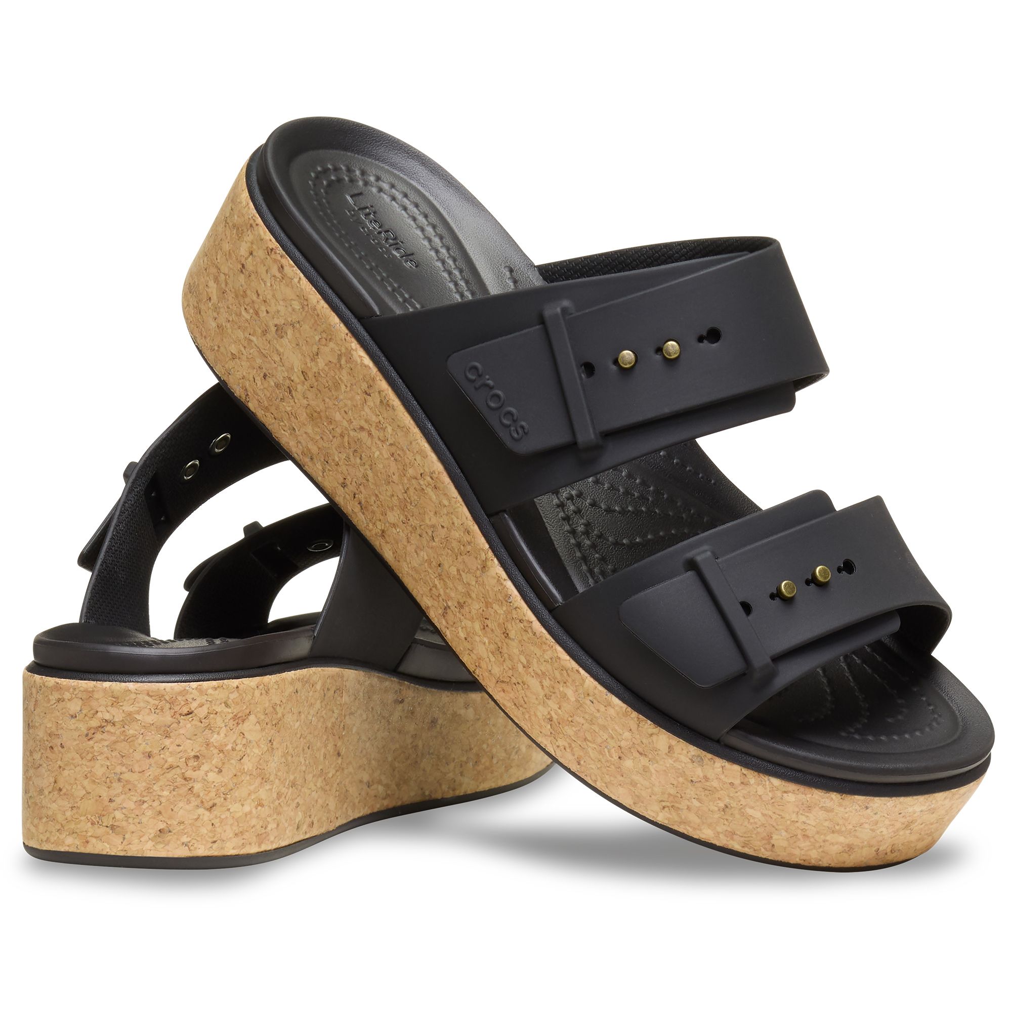 B-Ware CROCS™ Damen-Pantolette Brooklyn Cork Buckle Plateau ca.1cm