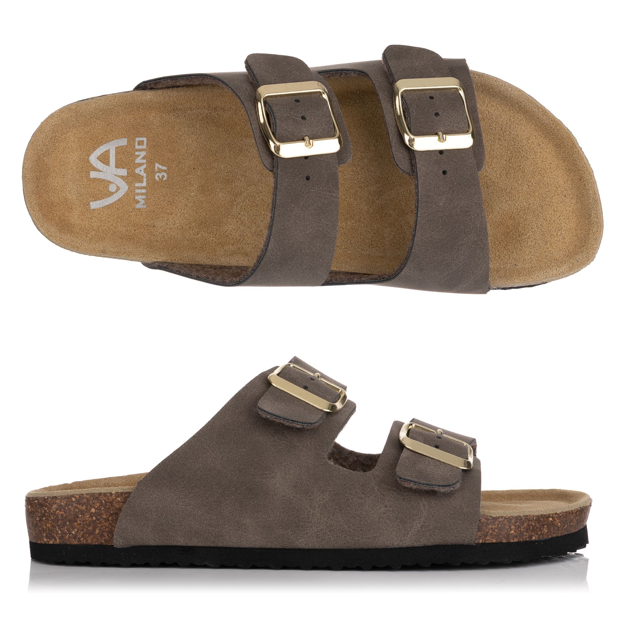 B-Ware VIA MILANO Damen-Pantolette 2 verstl. Riemen Tieffußbett