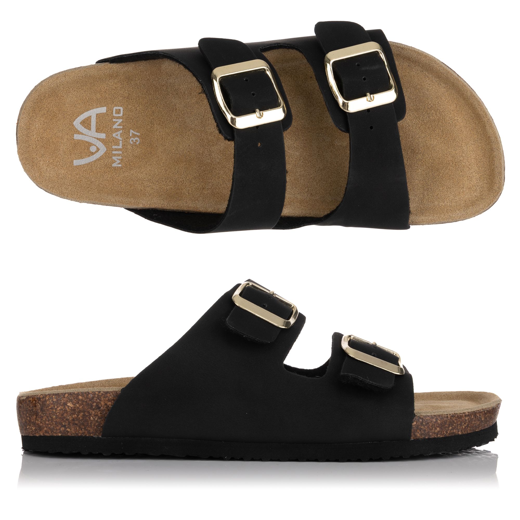 B-Ware VIA MILANO Damen-Pantolette 2 verstl. Riemen Tieffußbett