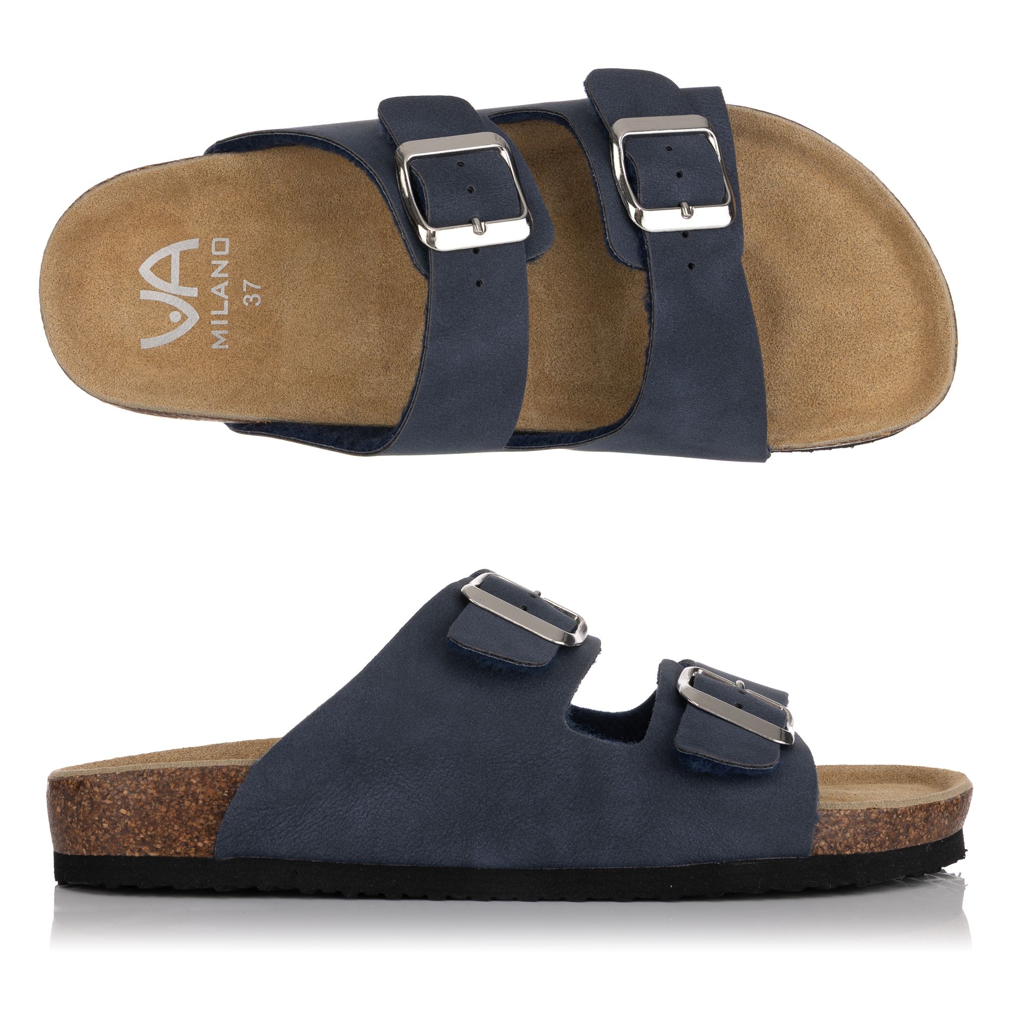 B-Ware VIA MILANO Damen-Pantolette 2 verstl. Riemen Tieffußbett